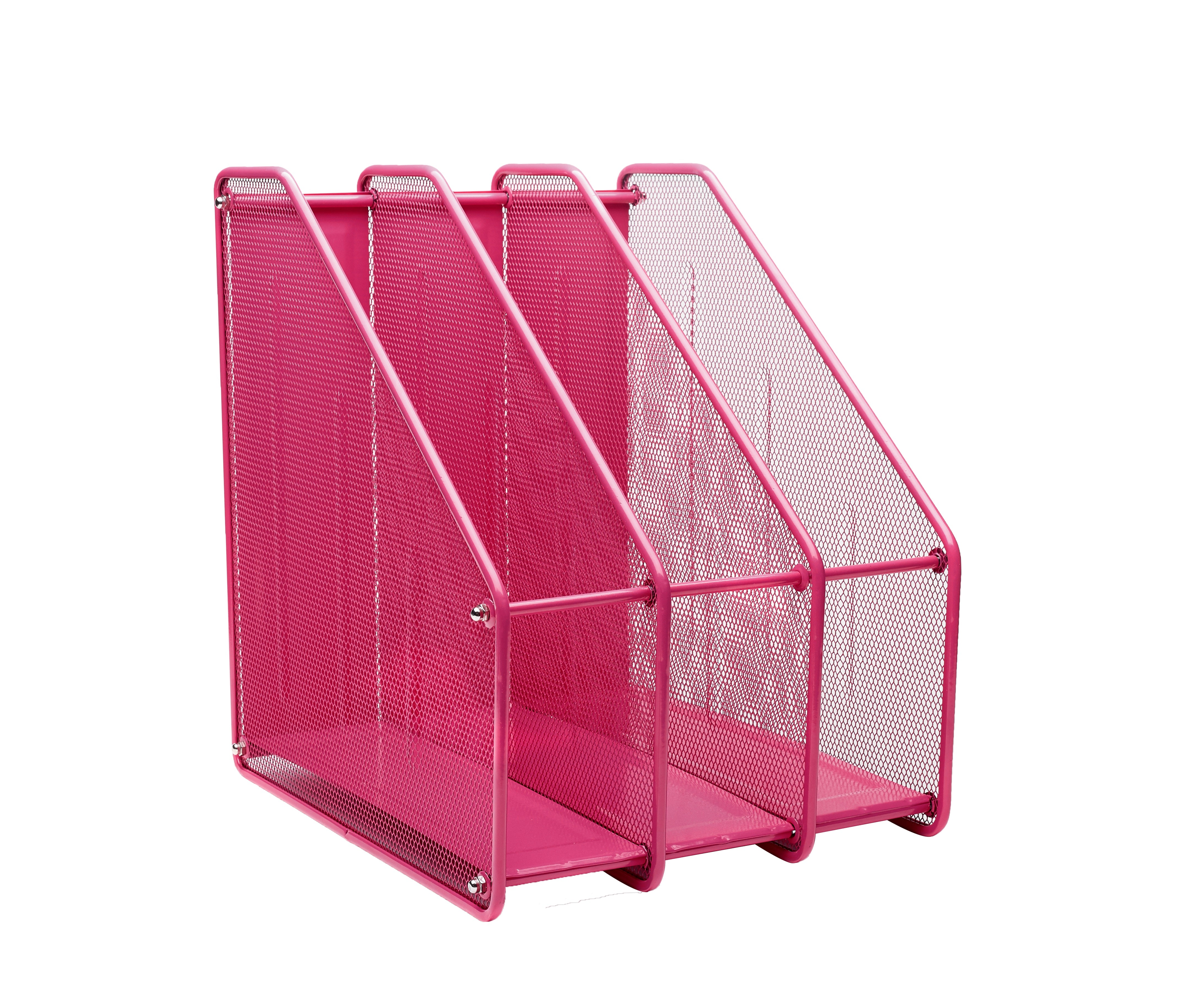 Exerz Magazine Holder Triple Rack, Mesh Metal - 3 Compartments Vertical