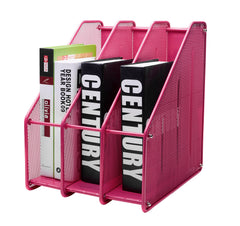 Exerz Magazine Holder Triple Rack, Mesh Metal - 3 Compartments Vertical