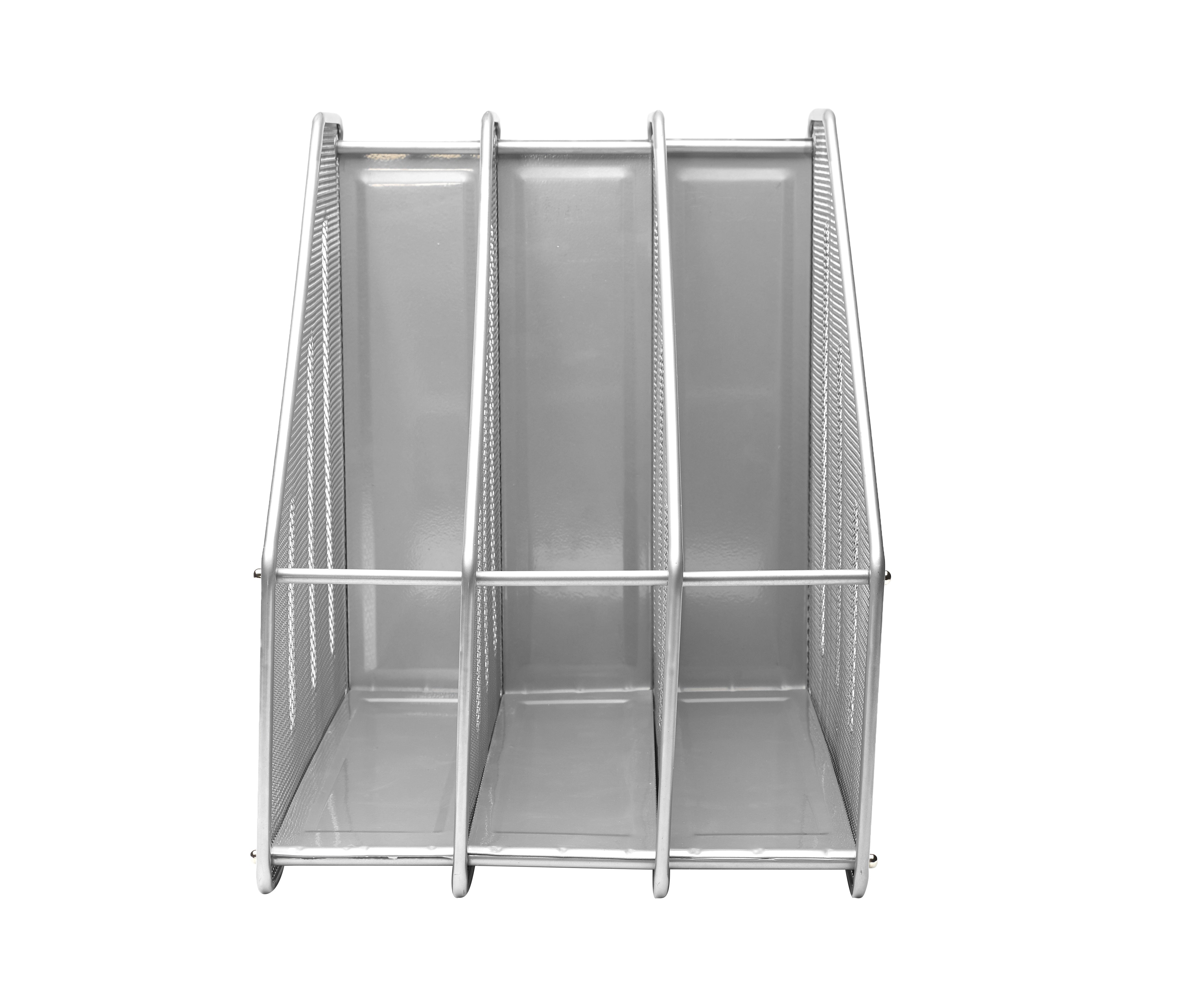 Exerz Magazine Holder Triple Rack, Mesh Metal - 3 Compartments Vertical