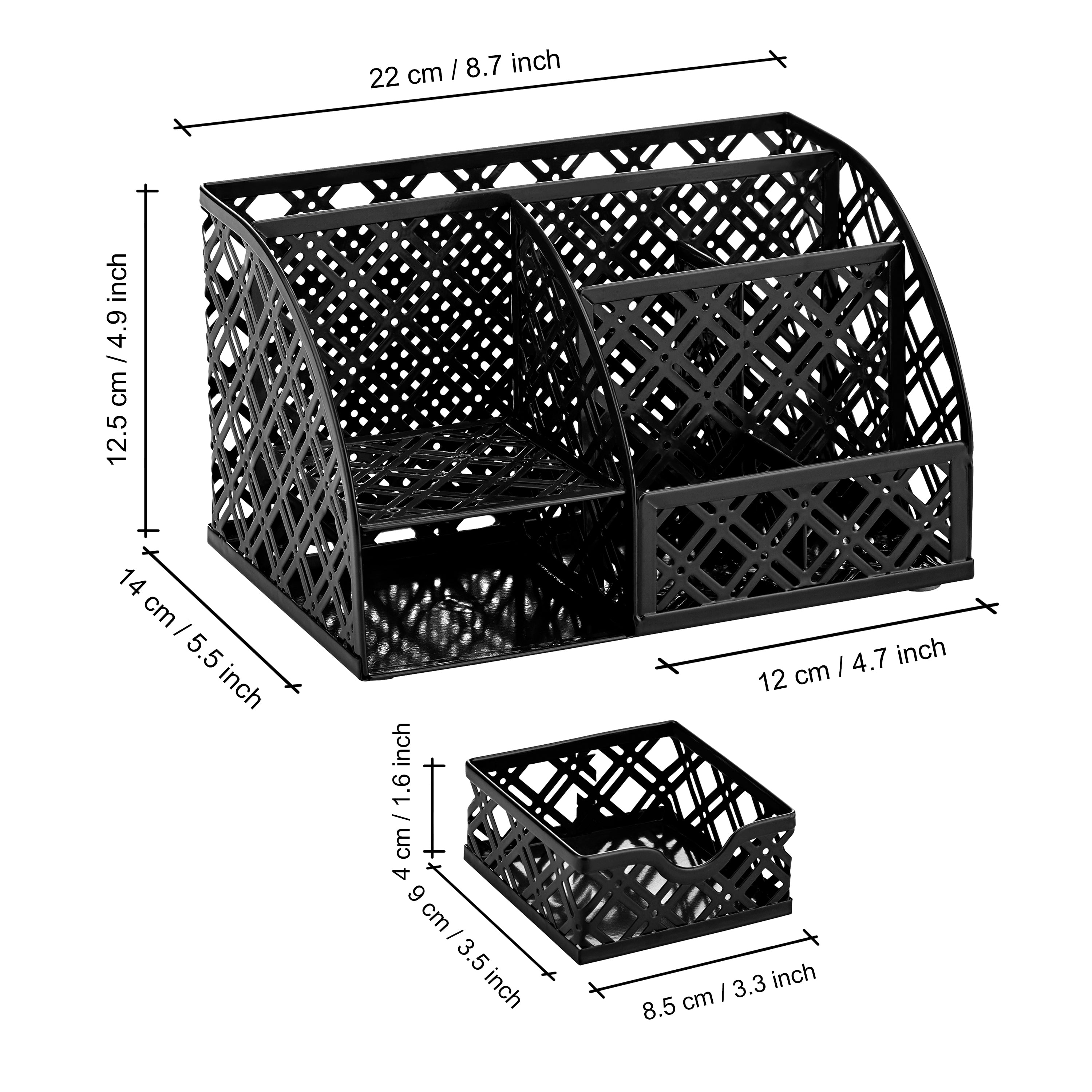 EXERZ Mesh Metal Desk Organiser – 7 Compartments, Multifunctional