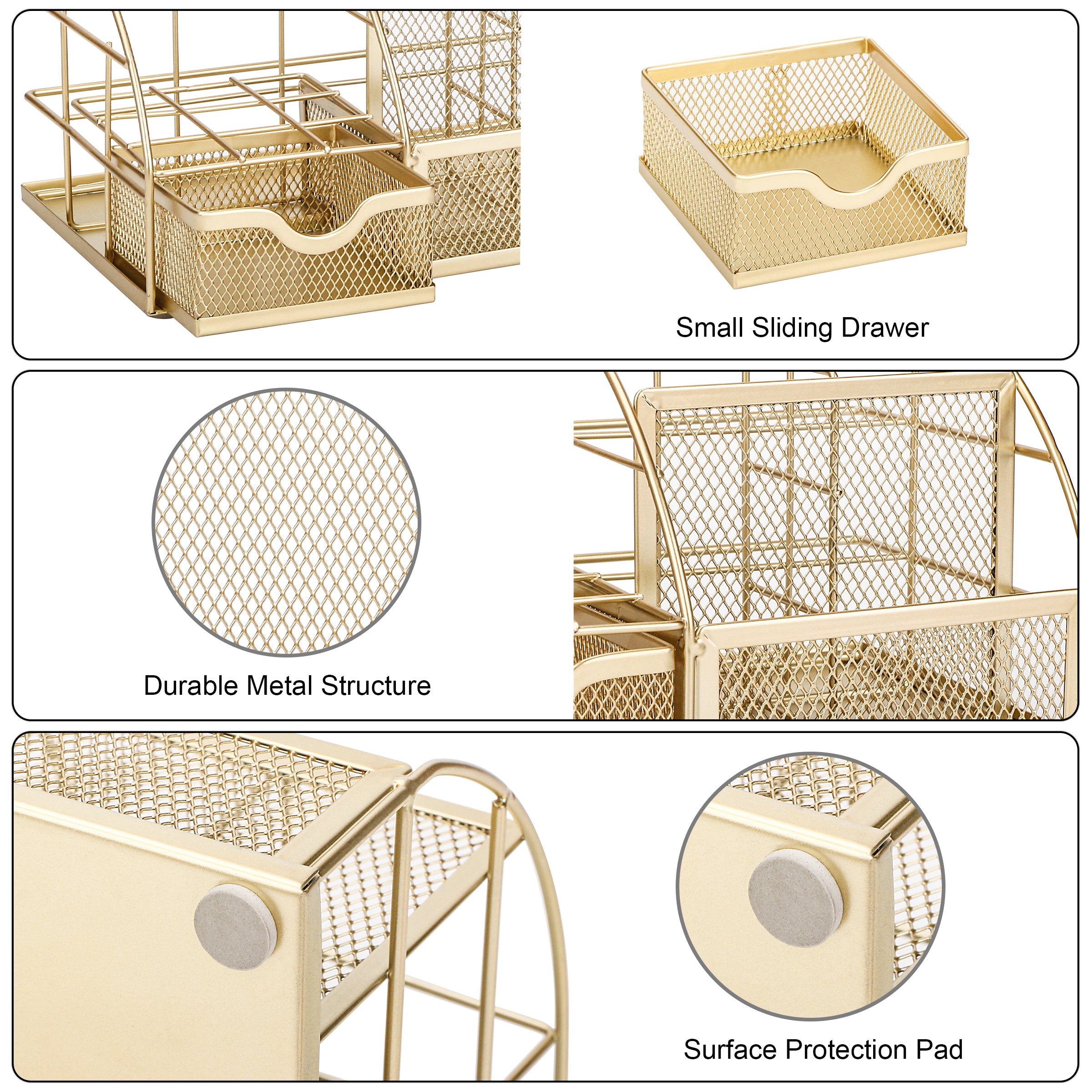 EXERZ Mesh Desk Organiser – 7 Compartments, Multifunctional Metallic Holder