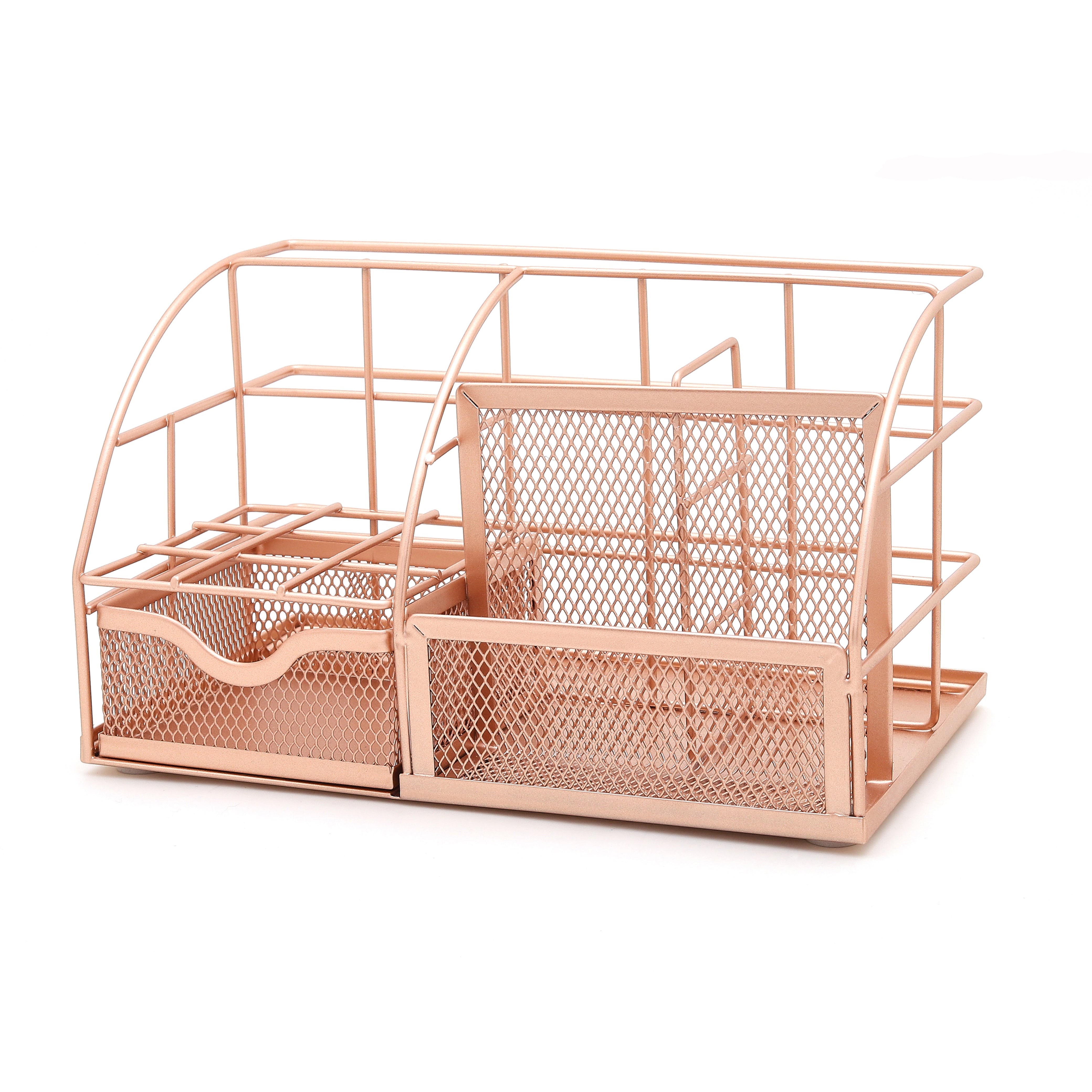 EXERZ Mesh Desk Organiser – 7 Compartments, Multifunctional Metallic Holder