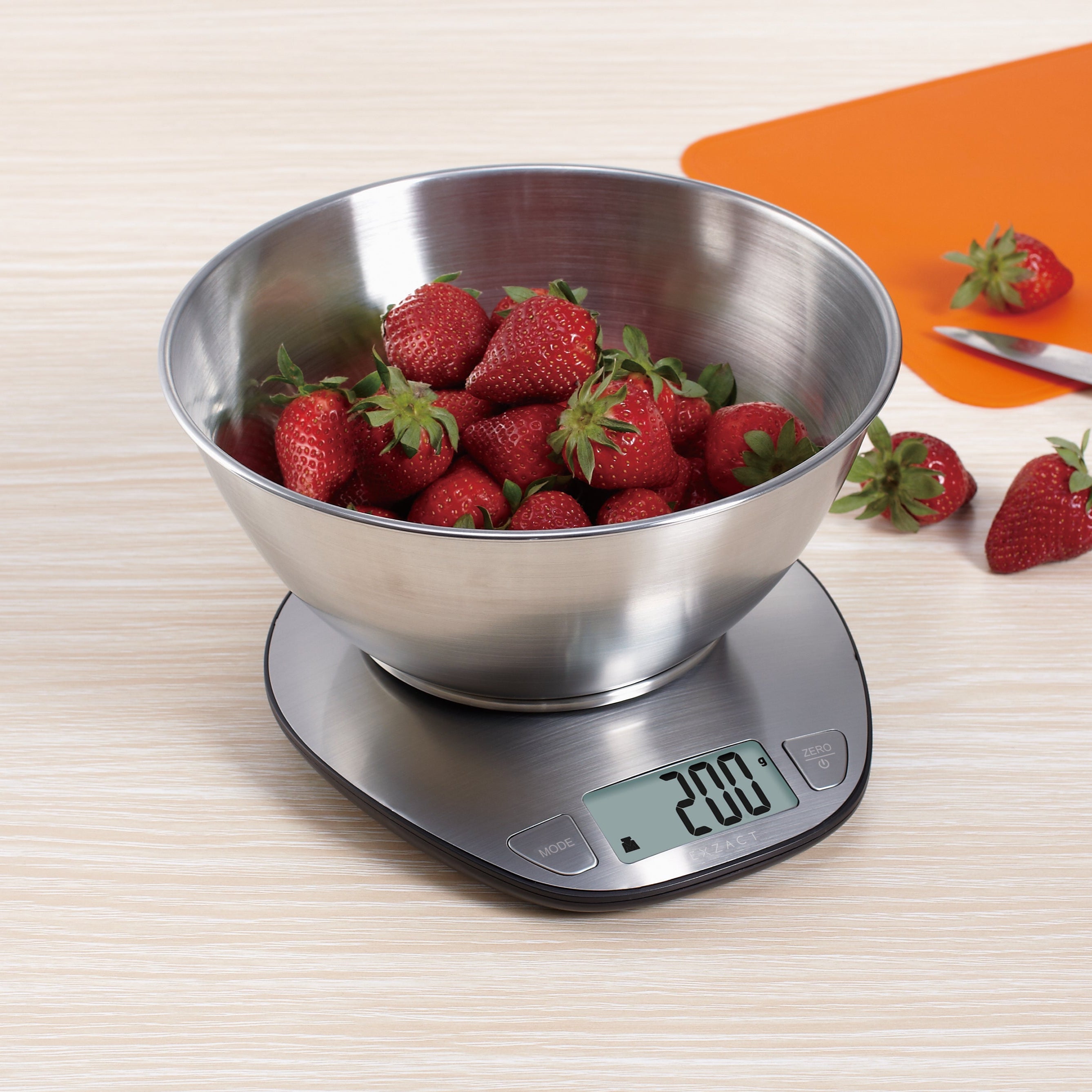 Exzact Digital Kitchen Scale with a Mixing Bowl Stainless Steel