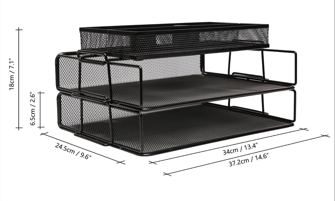 EXERZ Stackable Paper Sorters with Tray 3pcs,