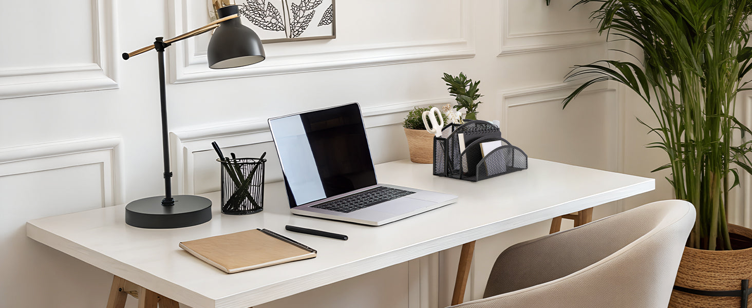 EXERZ Mesh Desk Organiser – 3-Tier Letter Holder with 4 Compartments (Black)