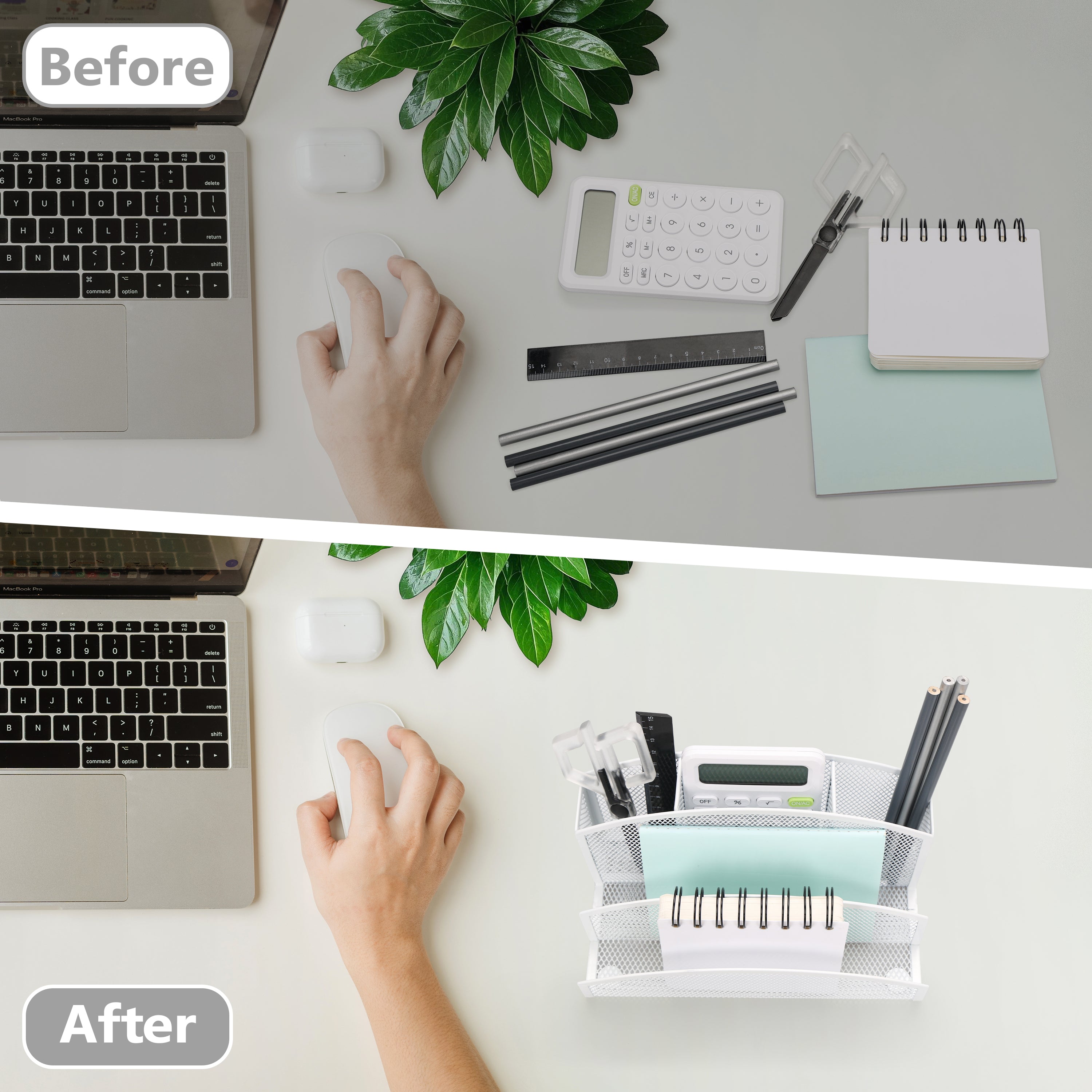 EXERZ Mesh Desk Organiser – 3-Tier Letter Holder with 4 Compartments (White)