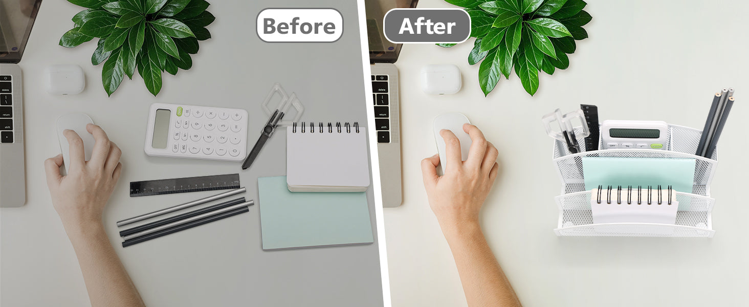 EXERZ Mesh Desk Organiser – 3-Tier Letter Holder with 4 Compartments (White)