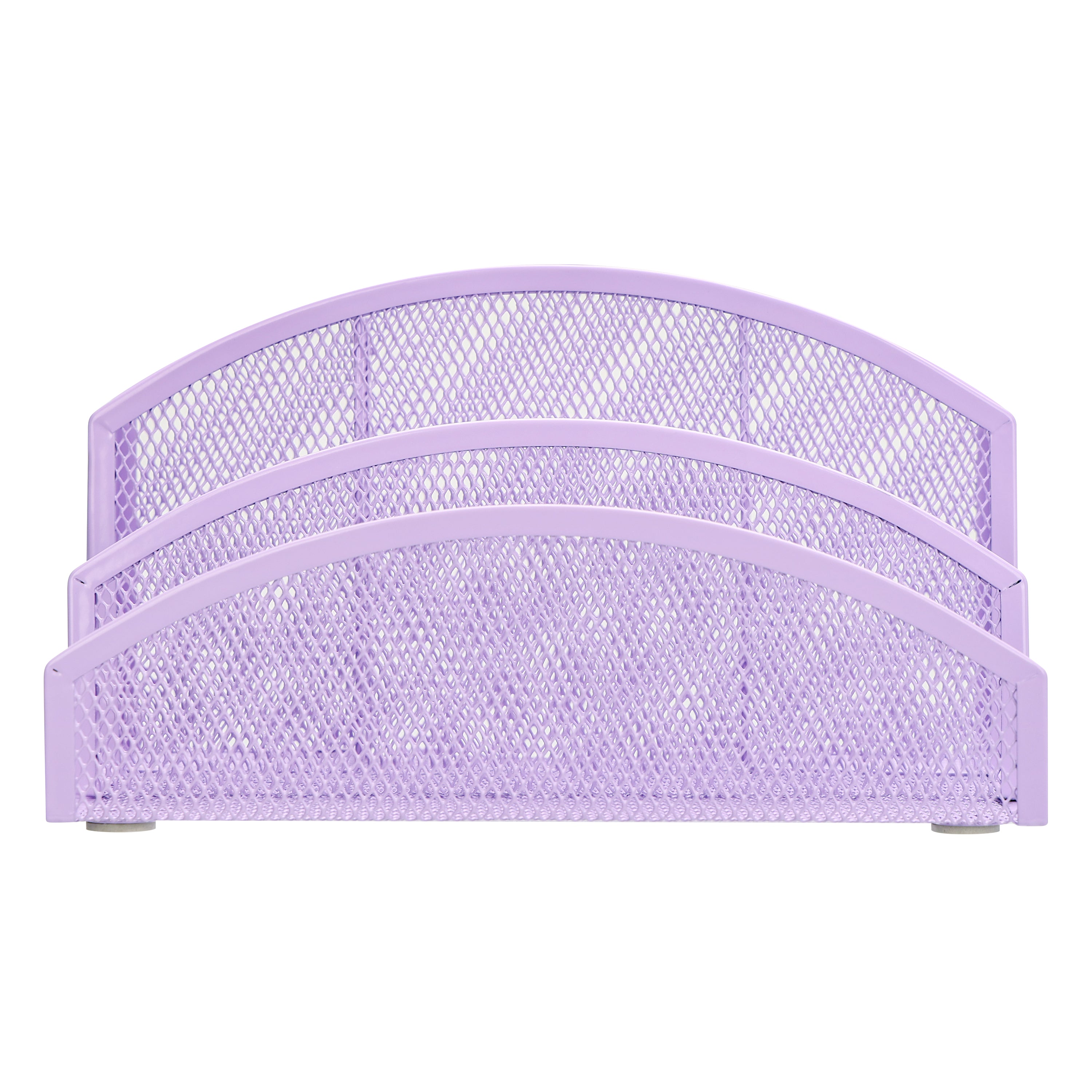 EXERZ Mesh Desk Organiser – 3-Tier Letter Holder with 4 Compartments (Light Purple)