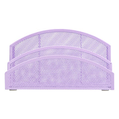 EXERZ Mesh Desk Organiser – 3-Tier Letter Holder with 4 Compartments (Light Purple)