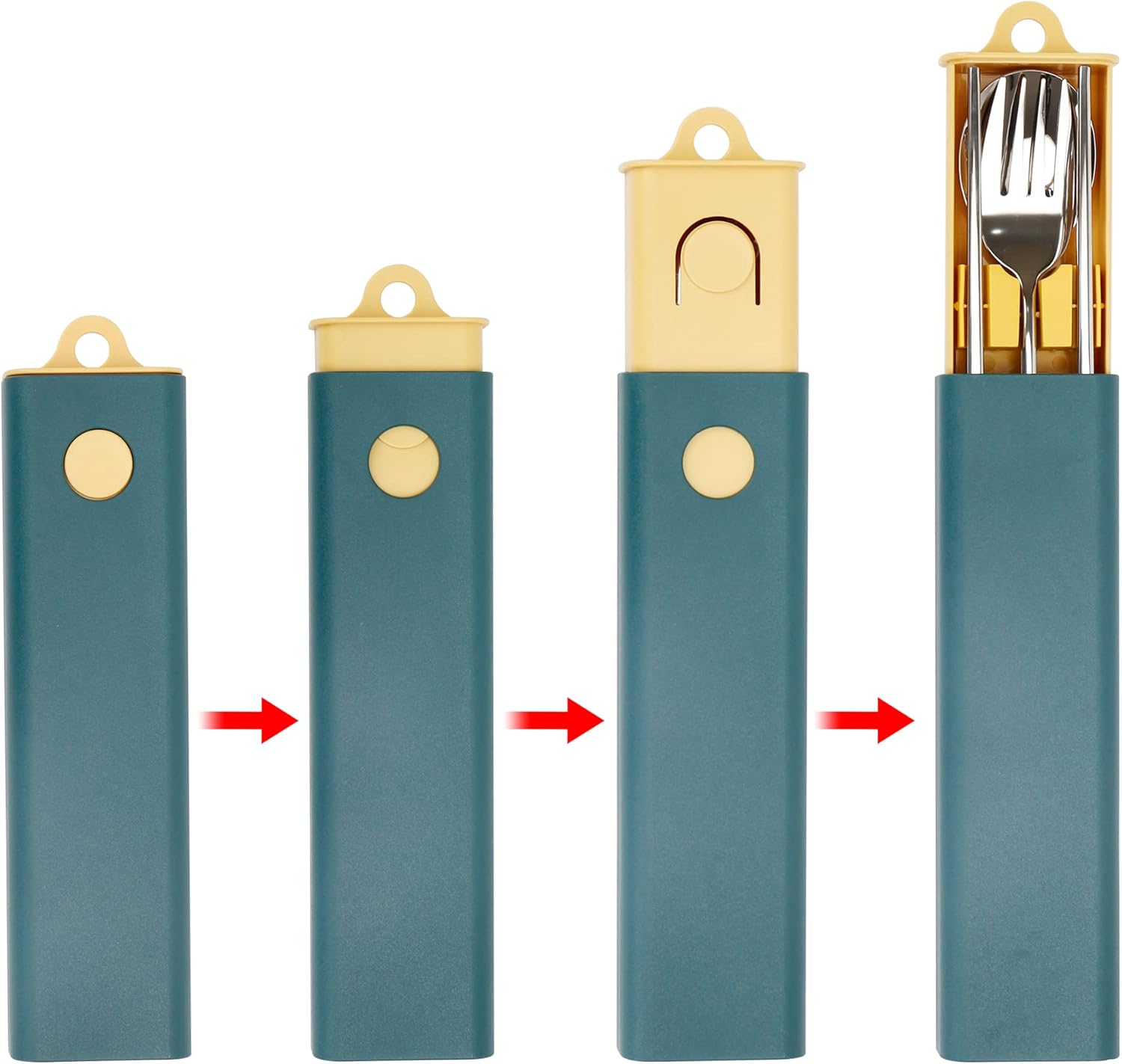 Exzact Cutlery Set with Case - 18/10 Stainless Steel Chopsticks, Spoon & Fork for Travel/Camping