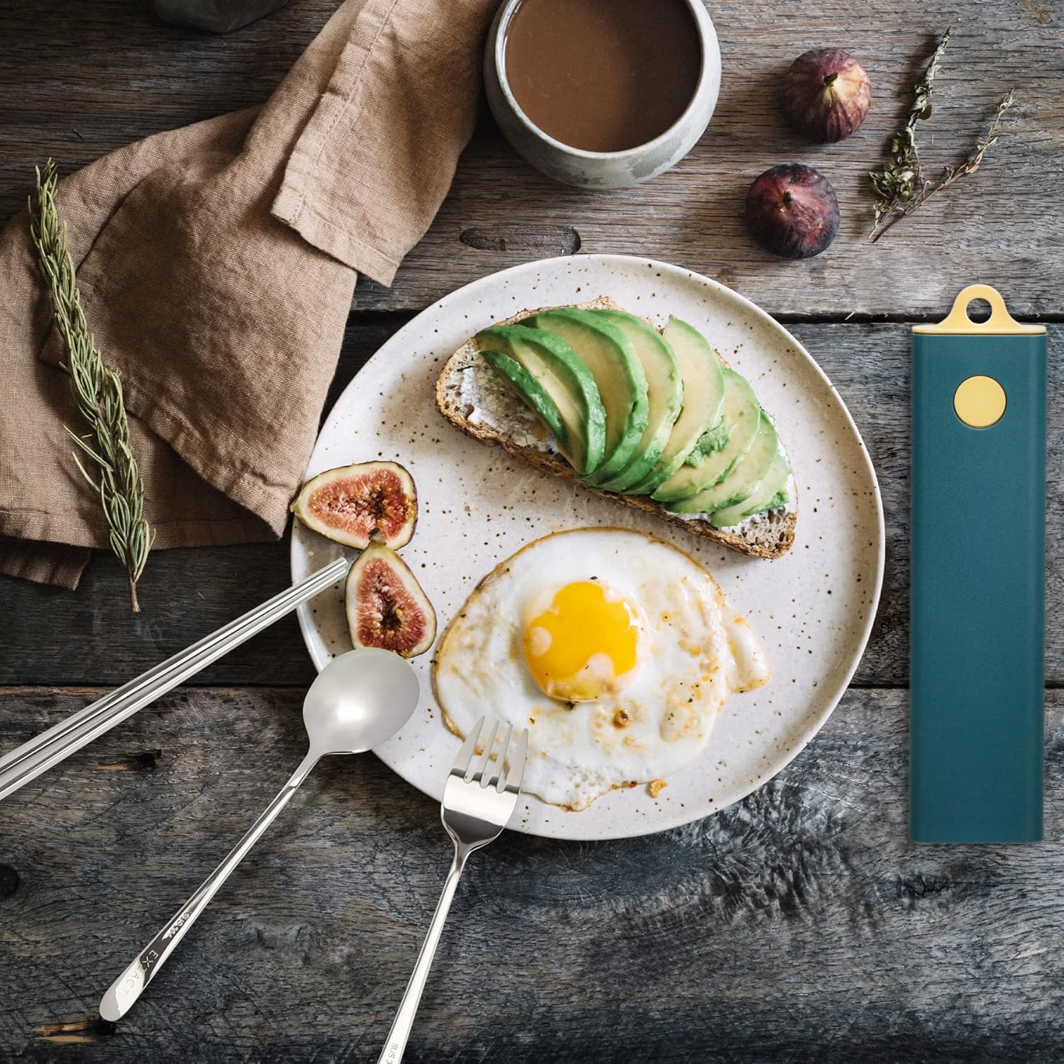 Exzact Cutlery Set with Case - 18/10 Stainless Steel Chopsticks, Spoon & Fork for Travel/Camping