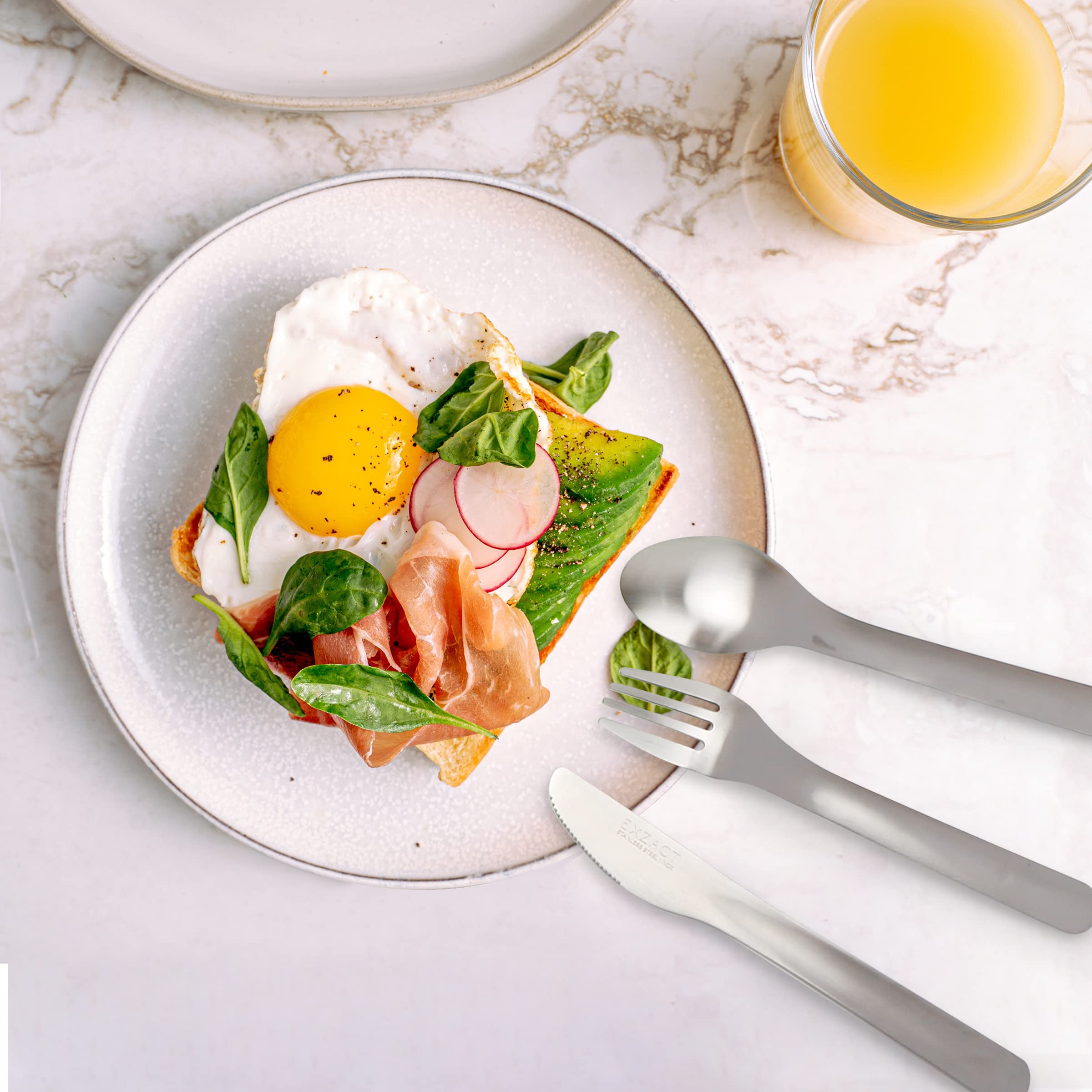 Exzact Cutlery 5pcs - Spoon Fork Knife Straw Cleaning-Brush in a Carry Case