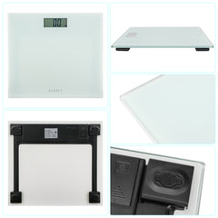 EXZACT Digital Bathroom Scale – 150kg/330lb, Metric & Imperial, White Glass
