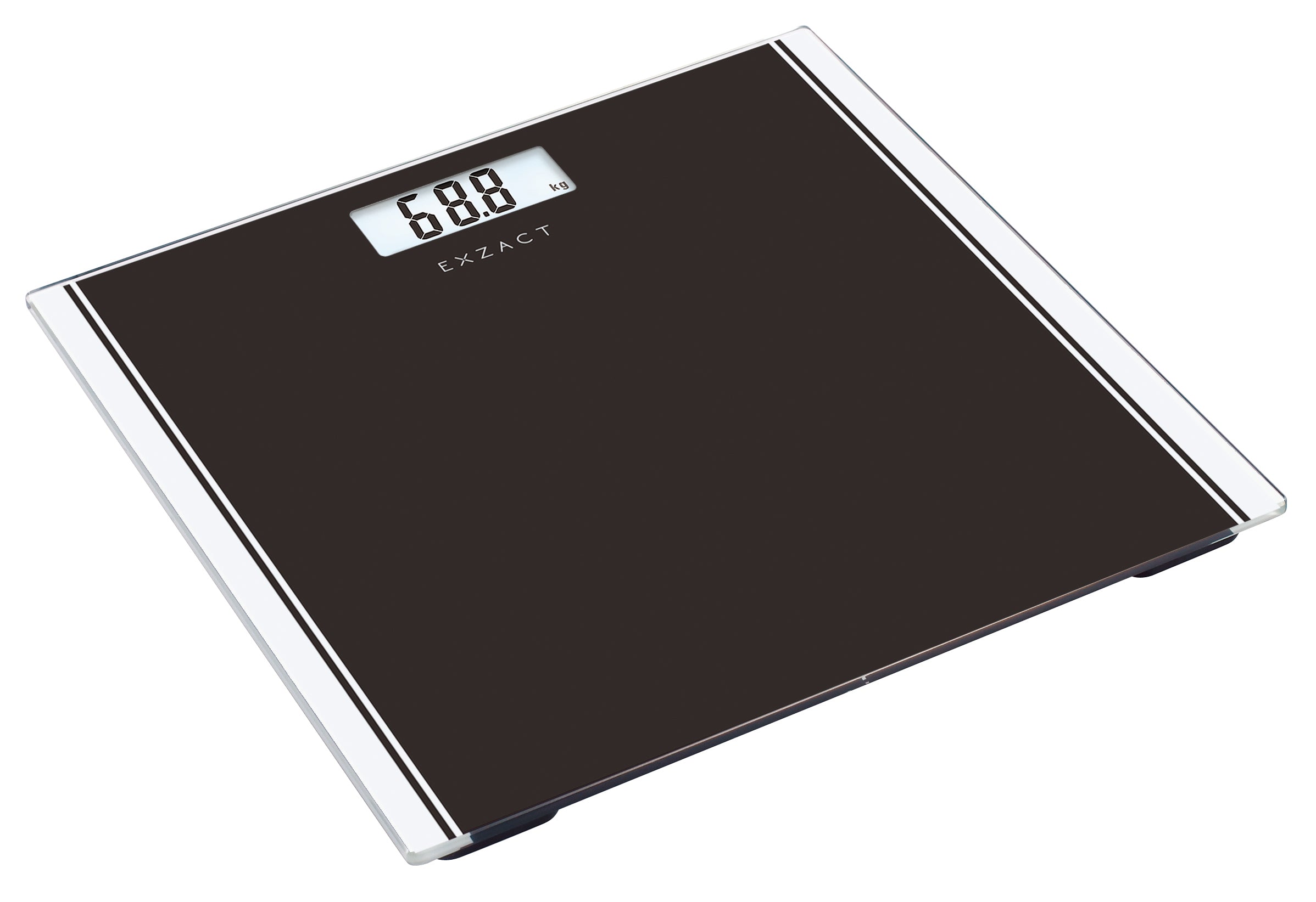 EXZACT High Precision Digital Bathroom Scale – Backlit LCD kg/st/lbs, Black