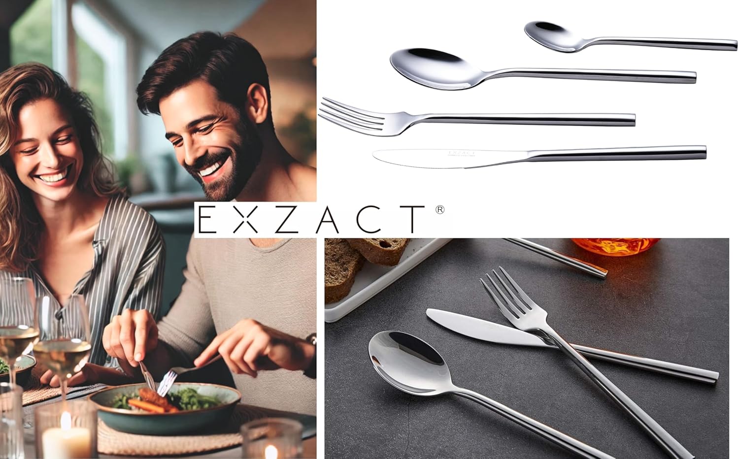 EXZACT 20pcs Cutlery Set Forged Stainless Steel. Dish Washer Safe, Serve for 4