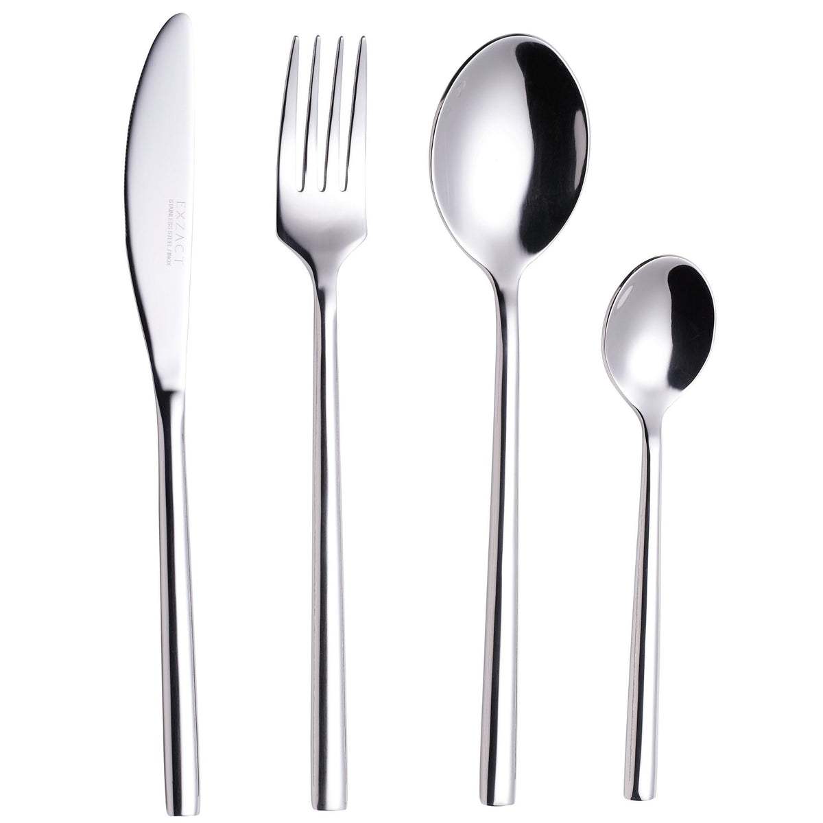 Exzact Cutlery Set Forged Stainless Steel - Forks, Table Knives, Table Spoons, Teaspoons