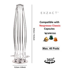 EXZACT Coffee Capsule Holder Compatible with Nespresso Classic (Max Capacity 40pcs)