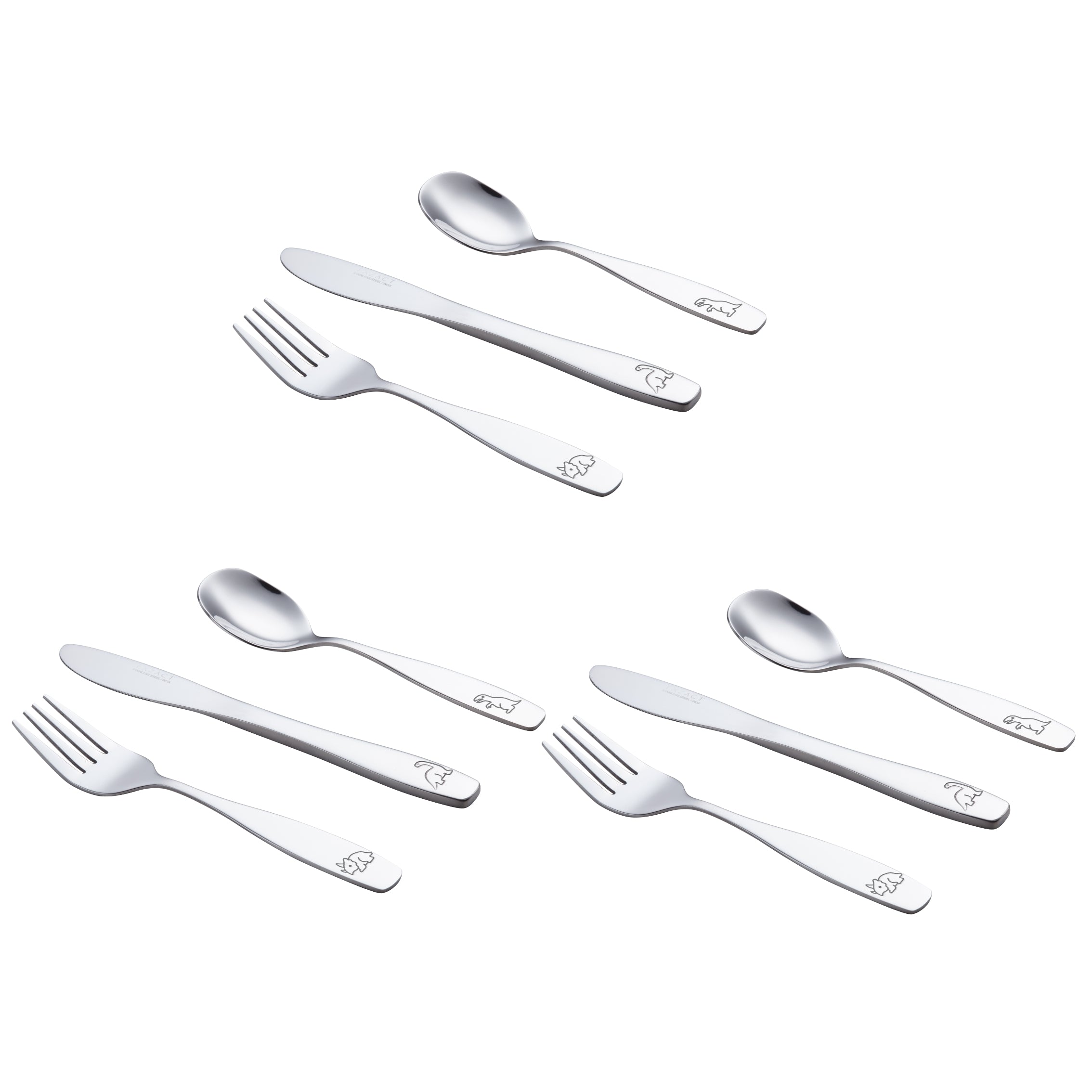Exzact Childrens Cutlery 9pcs Stainless Steel, Kid Cutlery/Todler Silverware