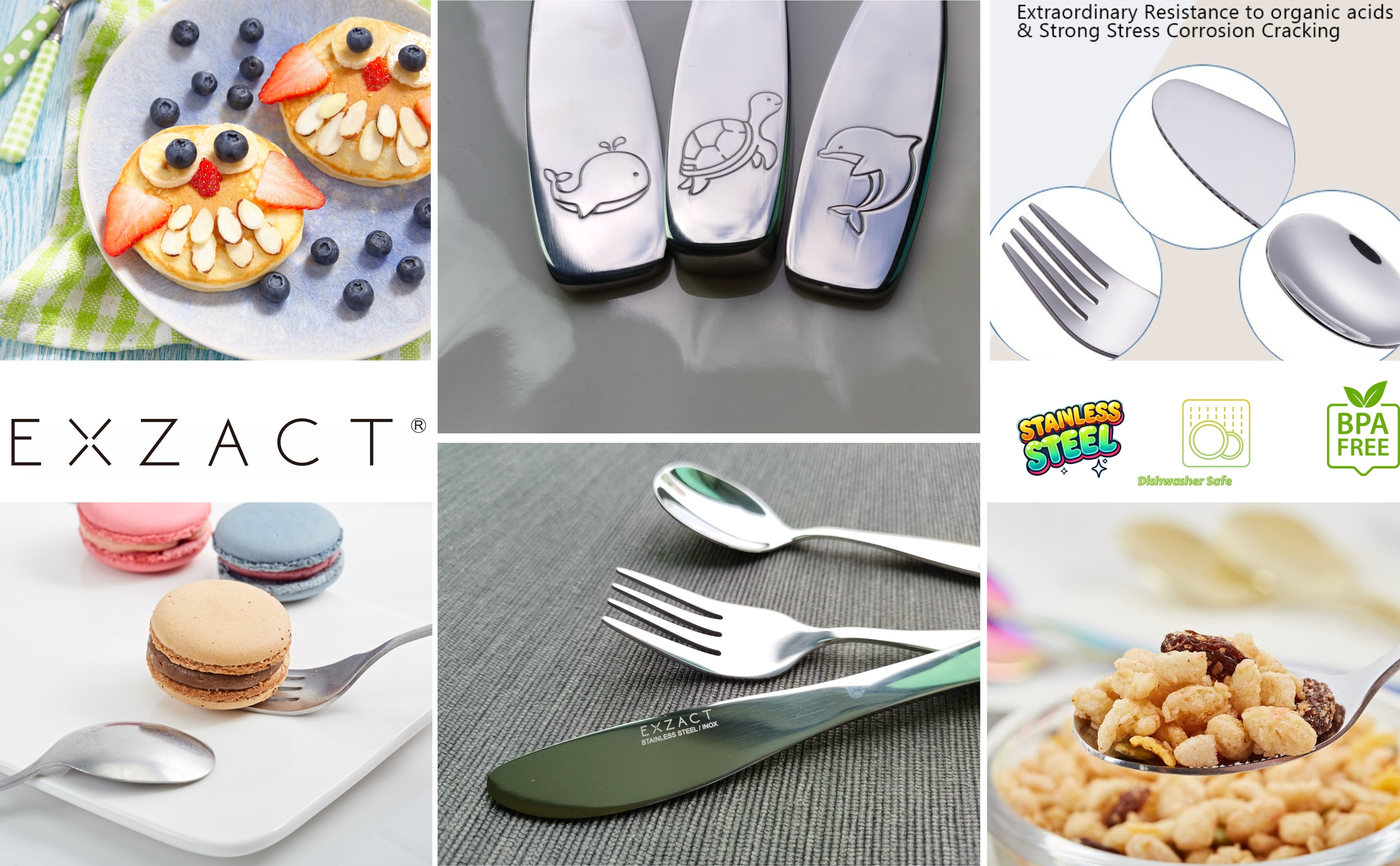 Exzact Childrens Cutlery Set 18pcs Stainless Steel -