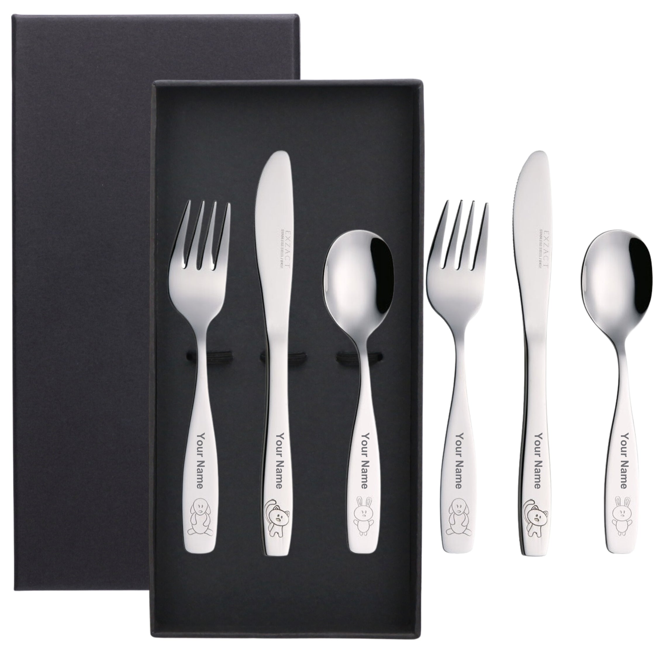 Exzact Personalised Children's Cutlery Kids Cutlery (Personalised Name)