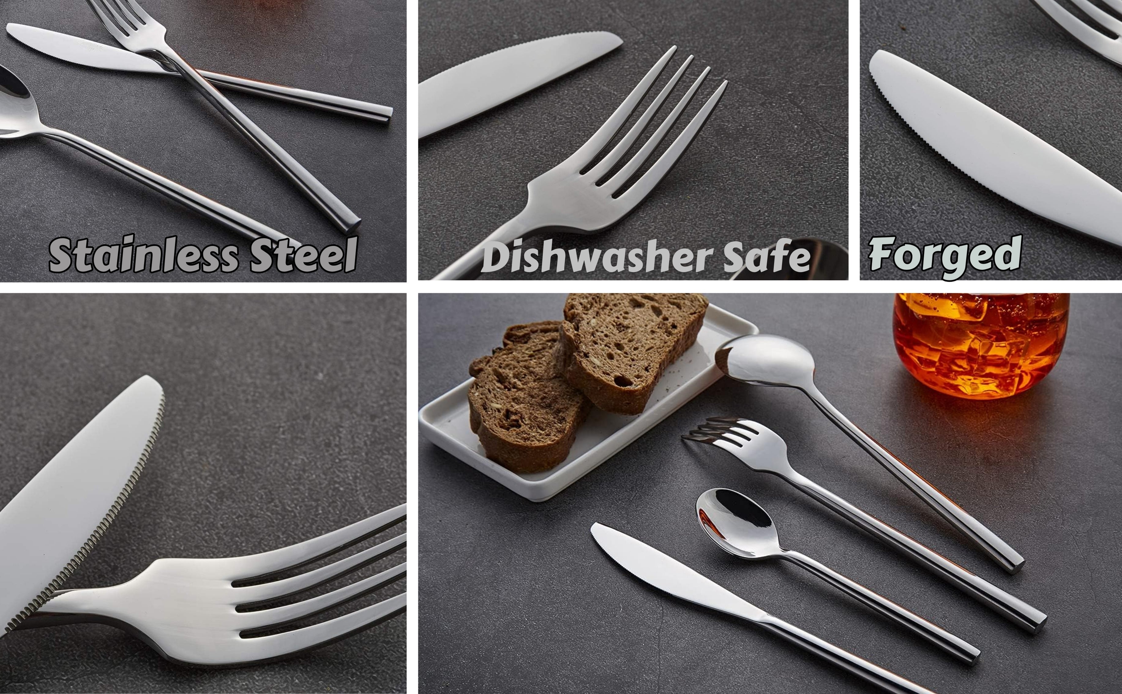 Exzact Cutlery Set Forged Stainless Steel - Forks, Table Knives, Table Spoons, Teaspoons