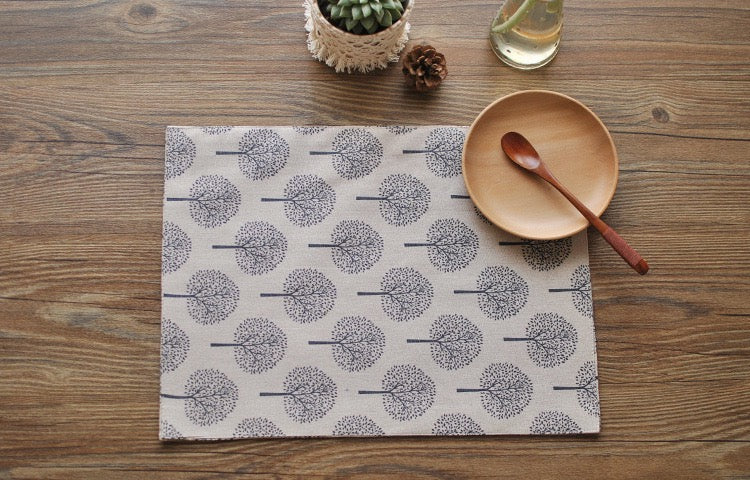 CosyAurora Mulberry Trees Linen Placemats, Set of 4, 30 x 40 cm