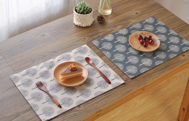 CosyAurora Mulberry Trees Linen Placemats, Set of 4, 30 x 40 cm