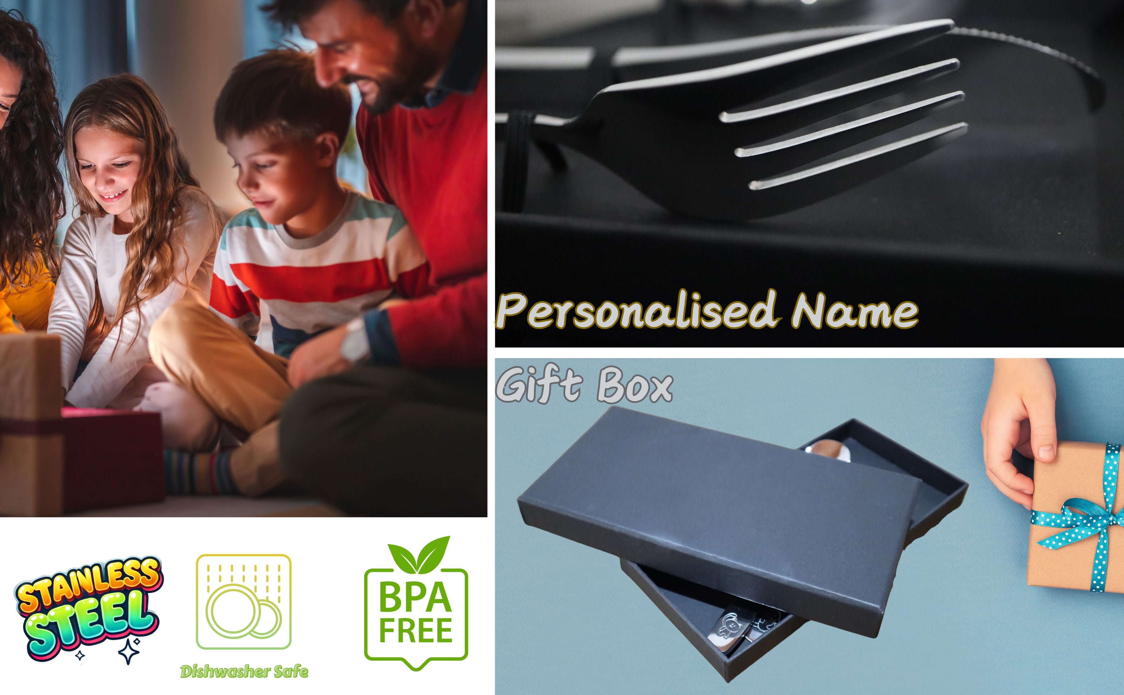 Exzact Personalised Children's Cutlery Kids Cutlery (Personalised Name)