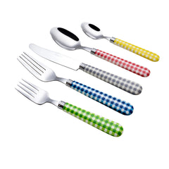 Exzact Cutlery Set 20pcs Stainless Steel - Gingham Coloured Handles