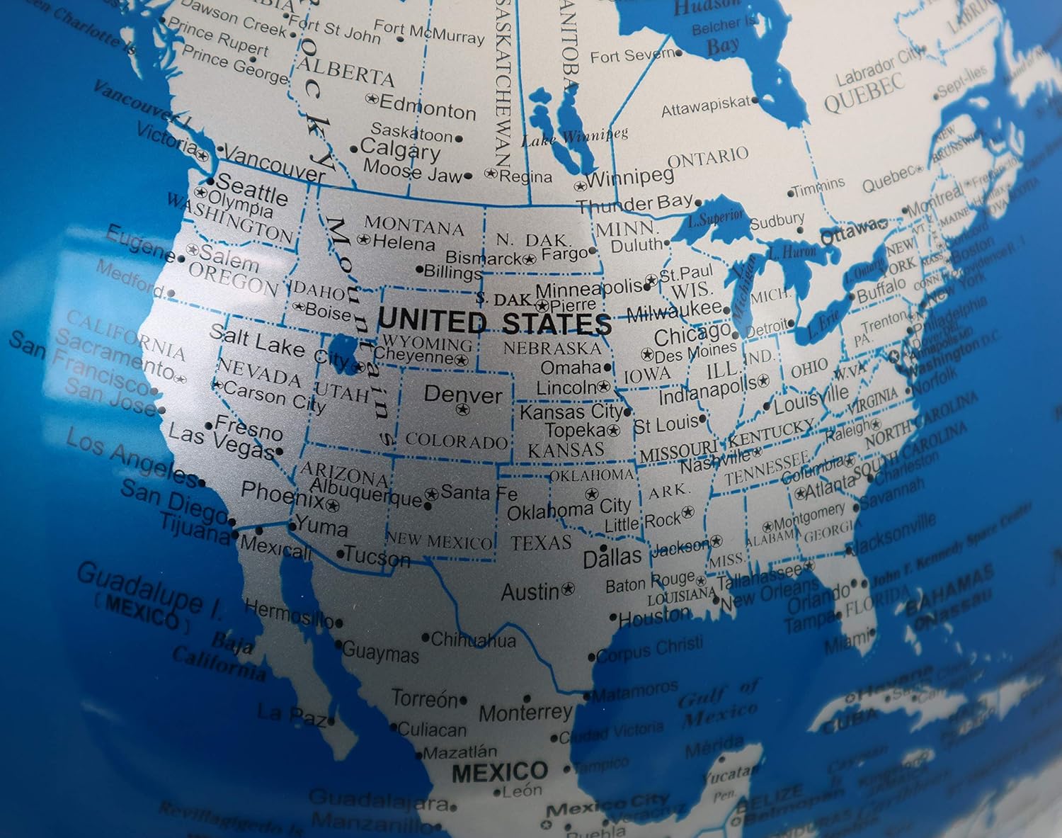 EXERZ 30CM World Globe - Stainless Steel Ring Standing
