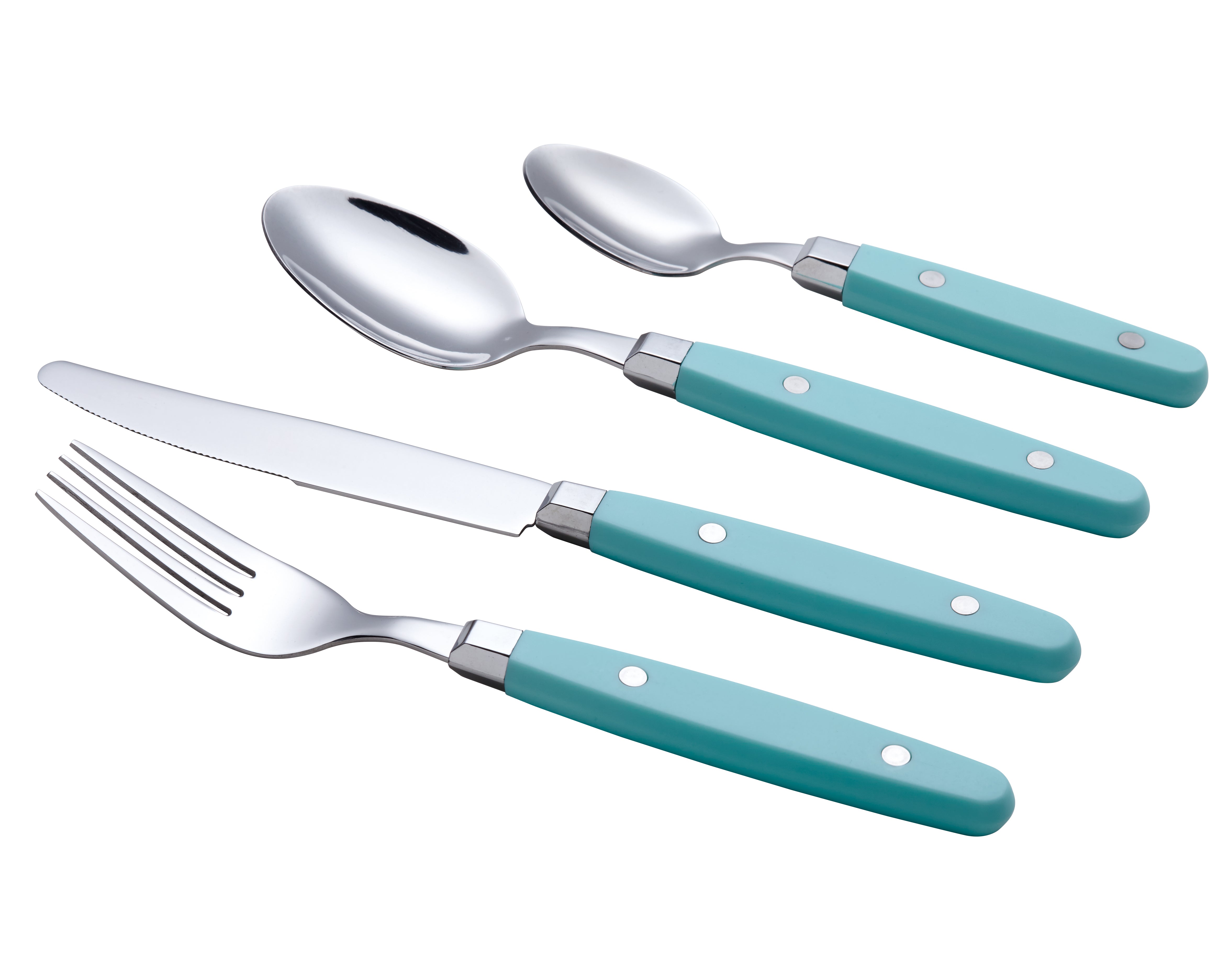 EXZACT Cutlery Set 24pcs Stainless Steel - with Rivet Craft Handles/Retro Style Flatware