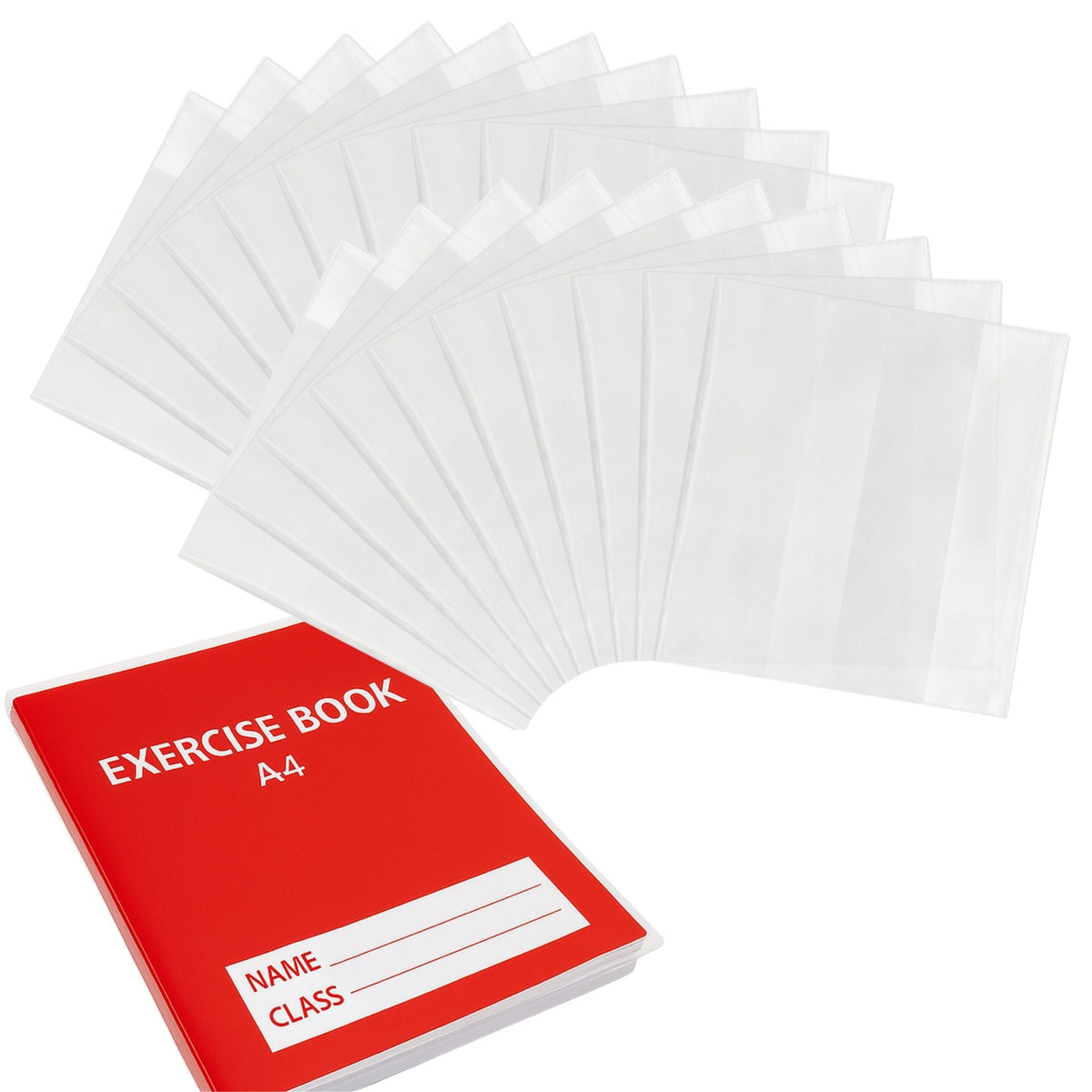 EXERZ A4 Book Covers 20 Pack Matt PVC Adjustable Sleeves for Notebooks
