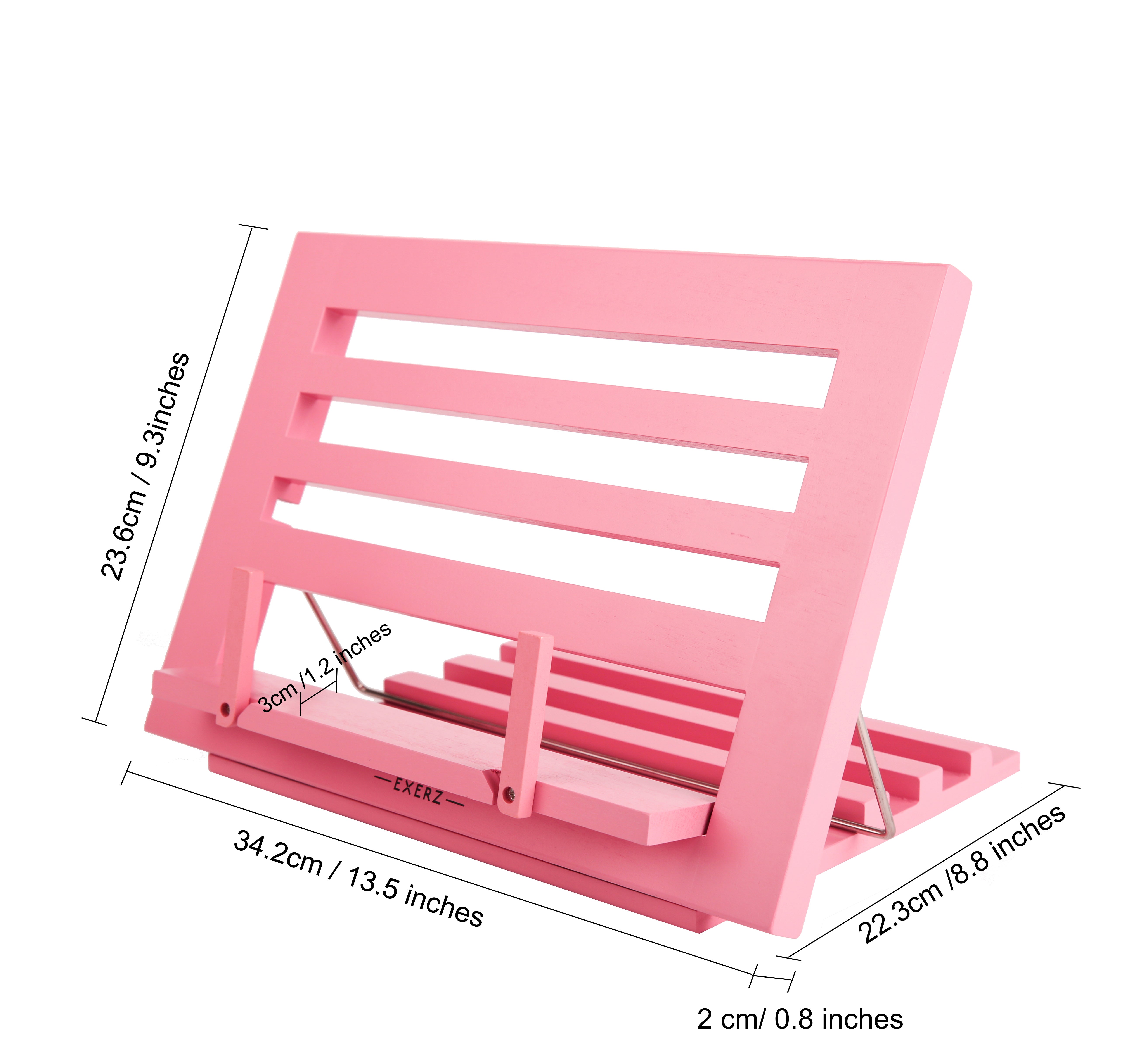 Exerz Cookbook Stand Wooden Bookrest Cookery Recipe Holder Reading Rest  (PINK)