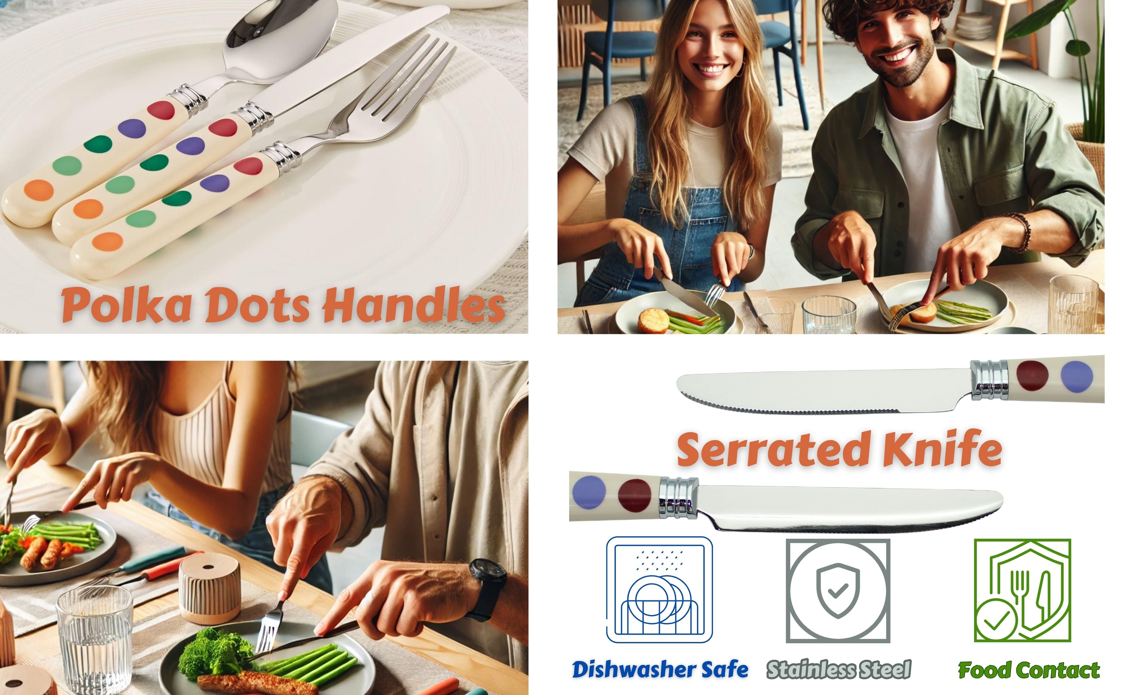 Exzact Cutlery Polka Dots Stainless Steel - Dishwasher Safe