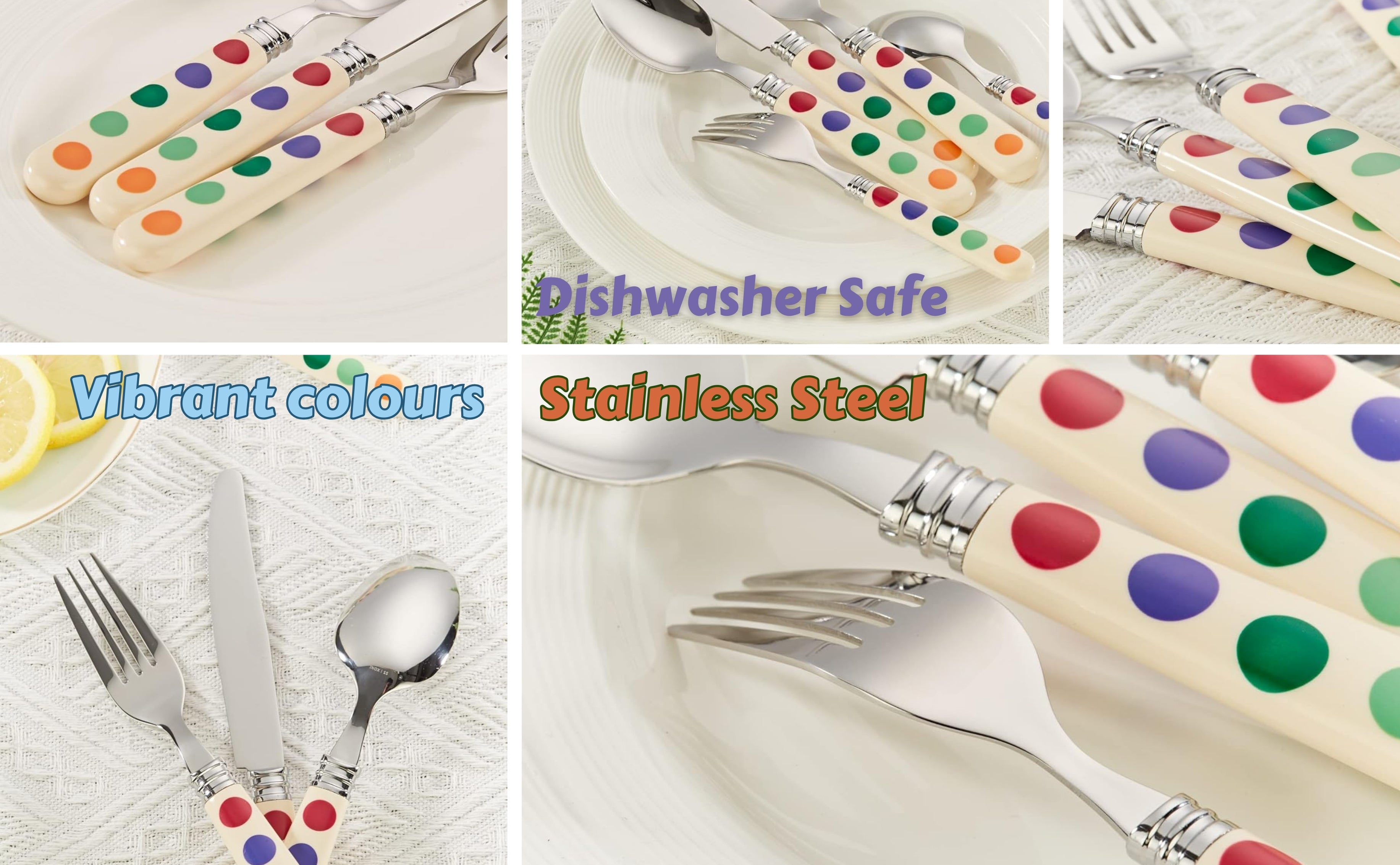 Exzact Cutlery Polka Dots Stainless Steel - Dishwasher Safe