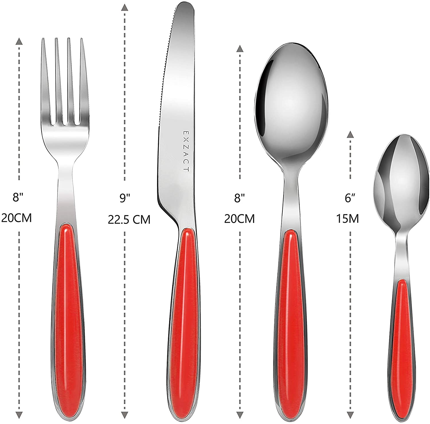 EXZACT Cutlery Set, Stainless Steel with Color Handles - EX07