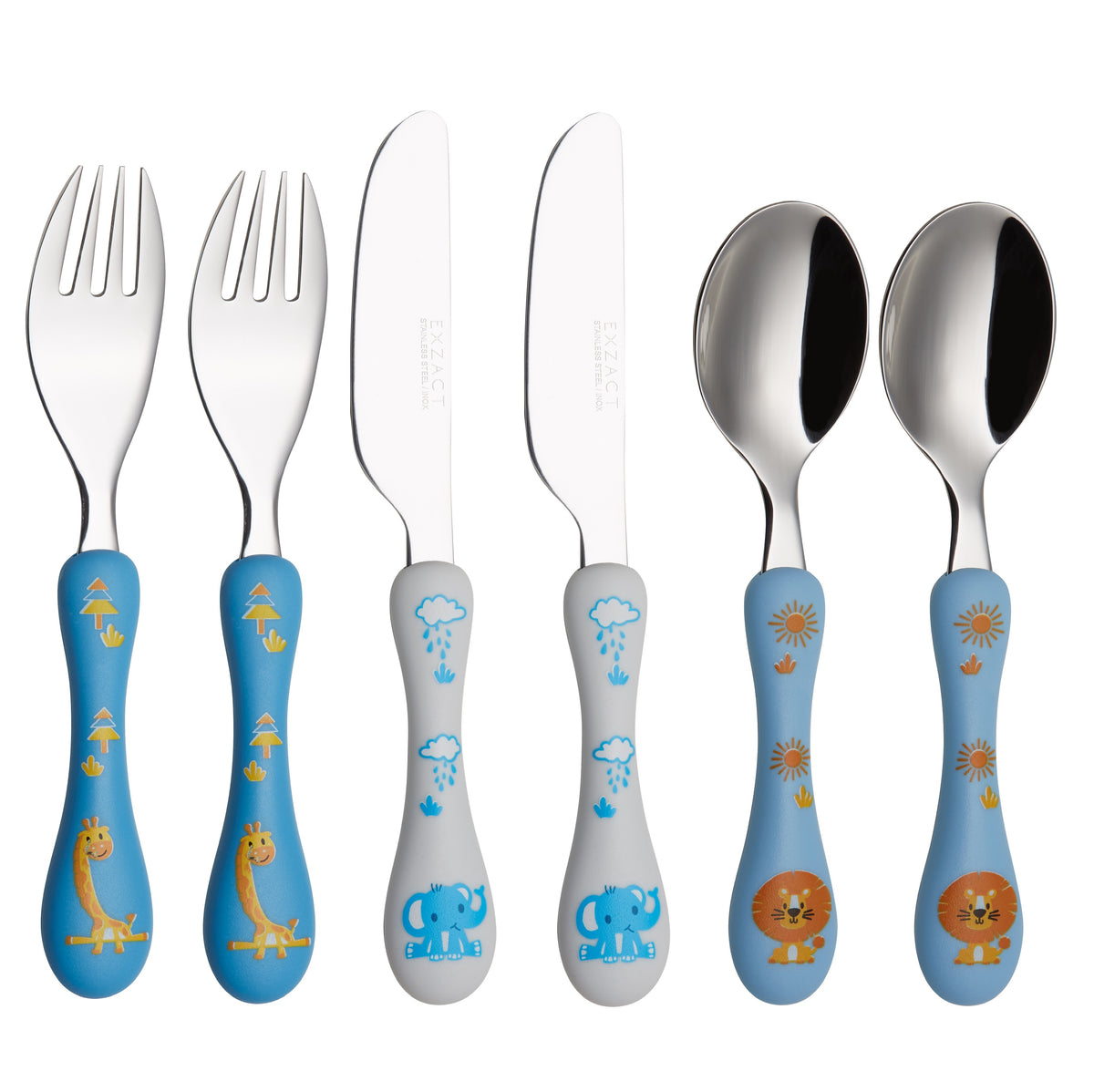 Exzact Children's Cutlery Stainless Steel 6pcs (Safari x 6)