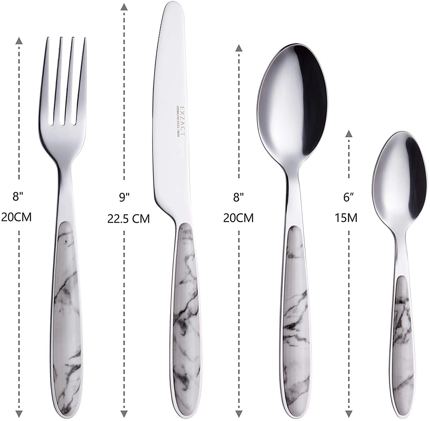 EXZACT Cutlery Set, Stainless Steel with Color Handles - EX07