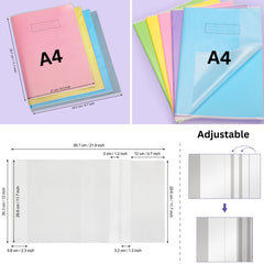 EXERZ A4 Book Covers 20 Pack Matt PVC Adjustable Sleeves for Notebooks