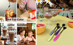 Exzact Ice-Cream Sundae Spoon 6pcs Stainless Steel Assorted Colours