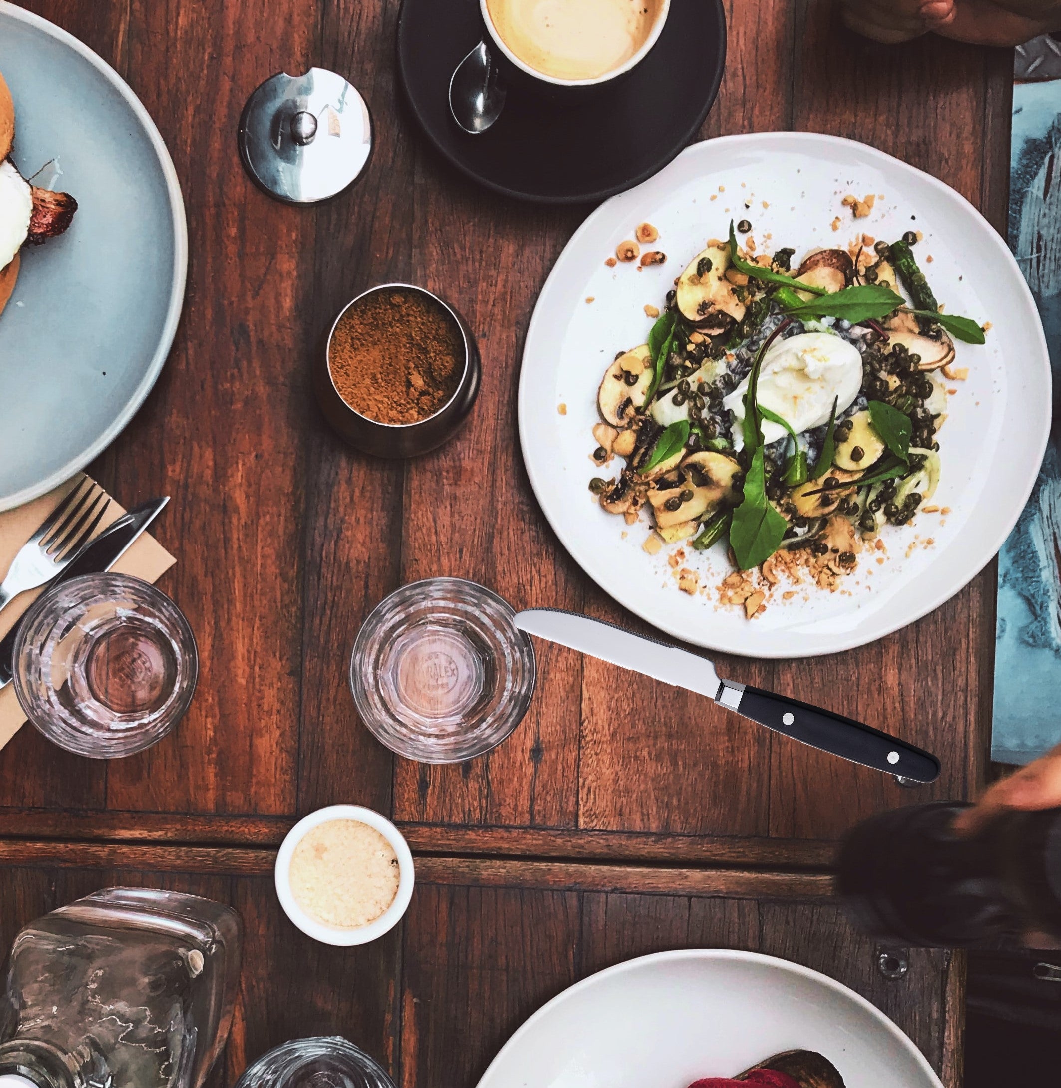 EXZACT Cutlery Set 24pcs Stainless Steel - with Rivet Craft Handles/Retro Style Flatware