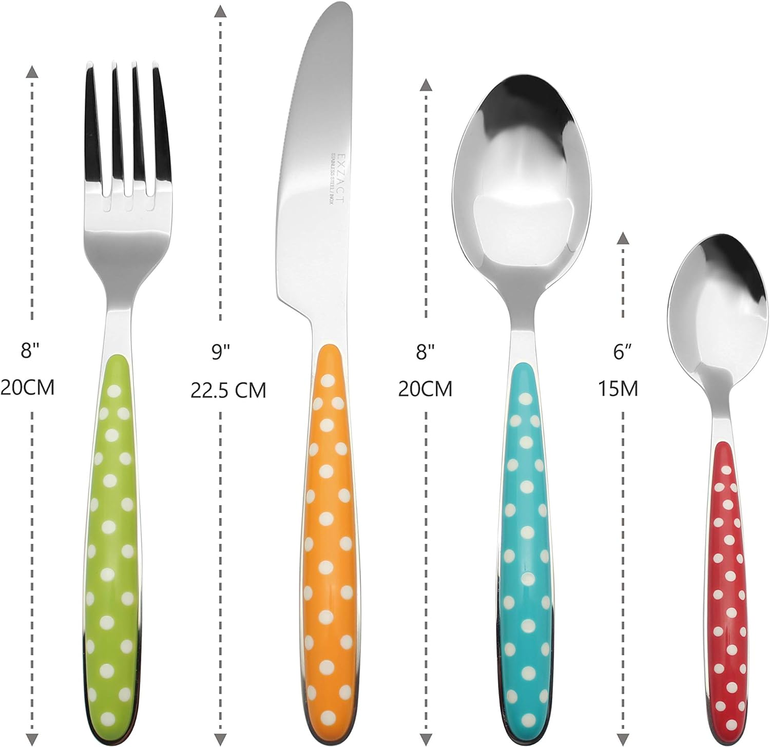 EXZACT Cutlery Set, Stainless Steel with Color Handles - EX07