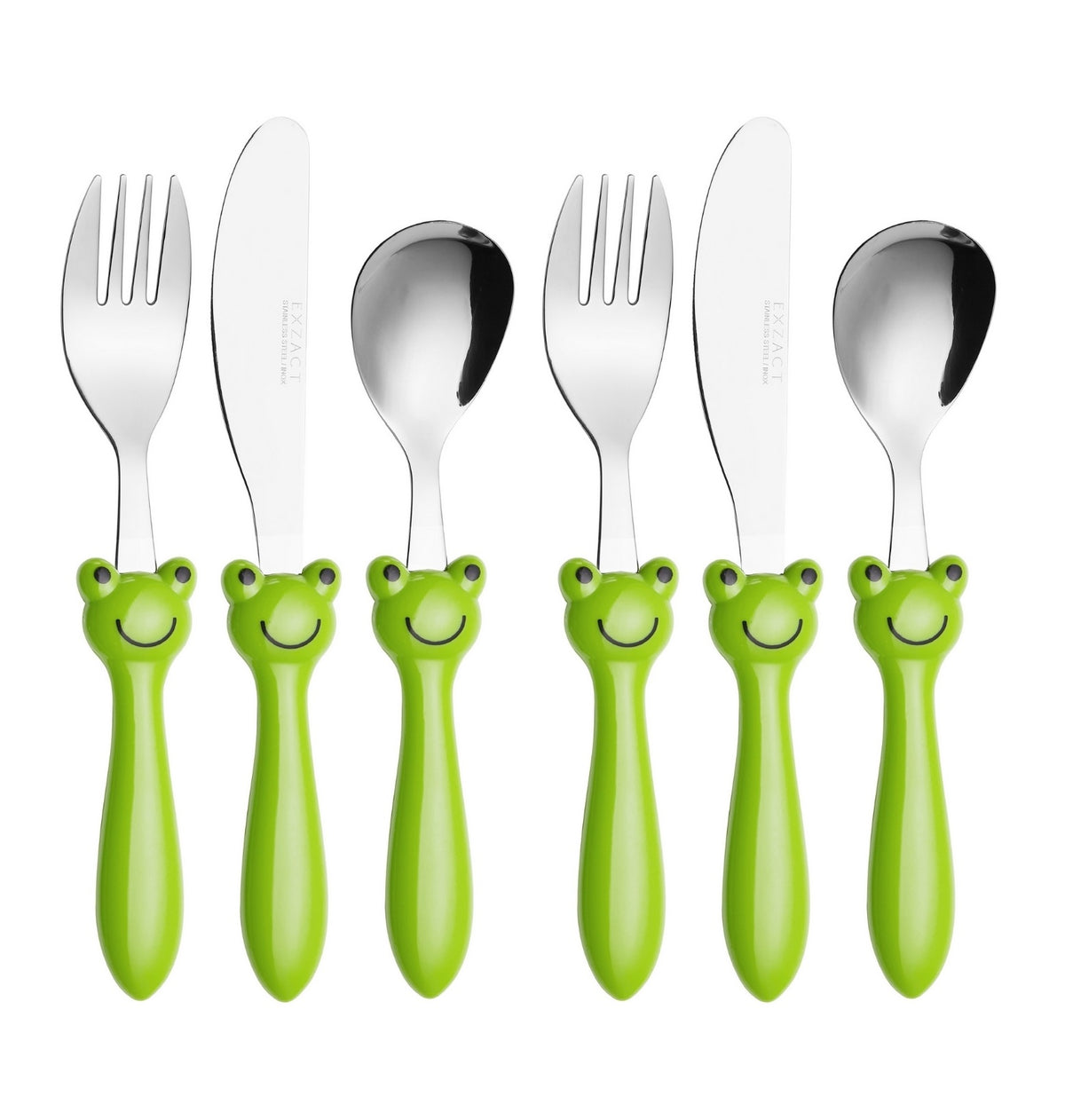 Exzact Children's Cutlery Stainless Steel 6pcs Set/Kids Cutlery (Frog x 6)
