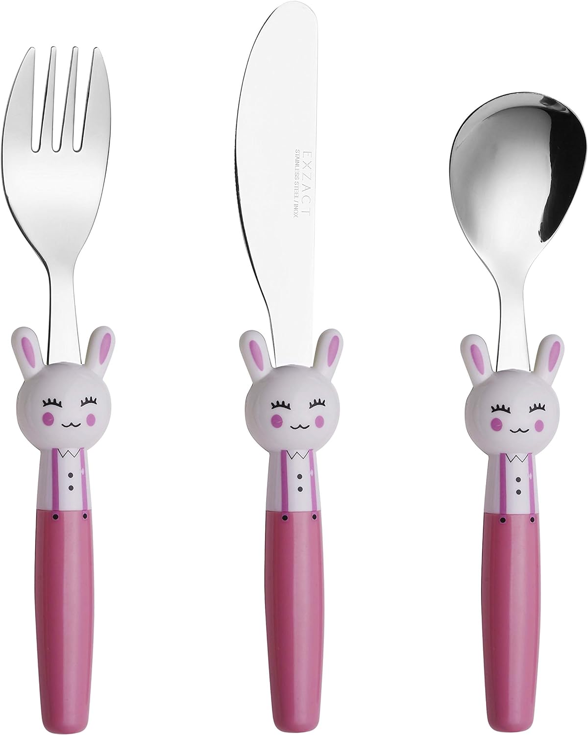 Exzact Children Cutlery Stainless Steel 3pcs - 1 x Fork, 1 x Knife, 1 x Spoon