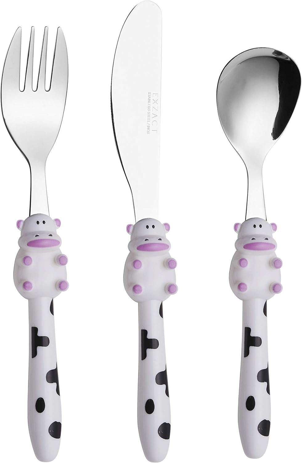 Exzact Children Cutlery Stainless Steel 3pcs - 1 x Fork, 1 x Knife, 1 x Spoon