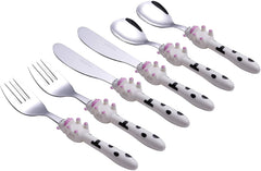 Exzact Children's Cutlery Stainless Steel 6pcs, Kids Toddler Flatware (Cow x 6)