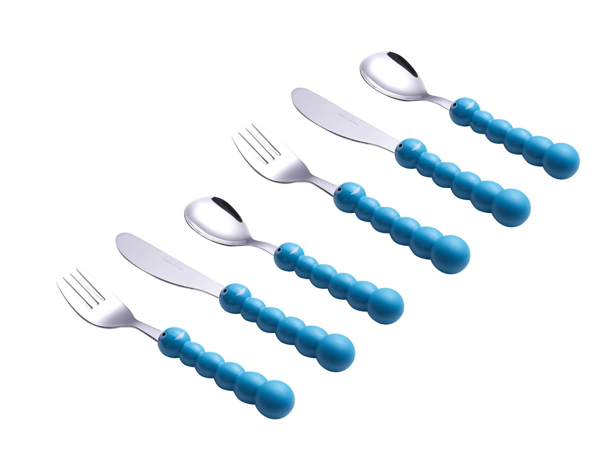 Exzact Children's Cutlery 6pcs Toddler Cutlery - 2 Forks, 2 Safe Dinner Knives, 2 Dinner Spoons