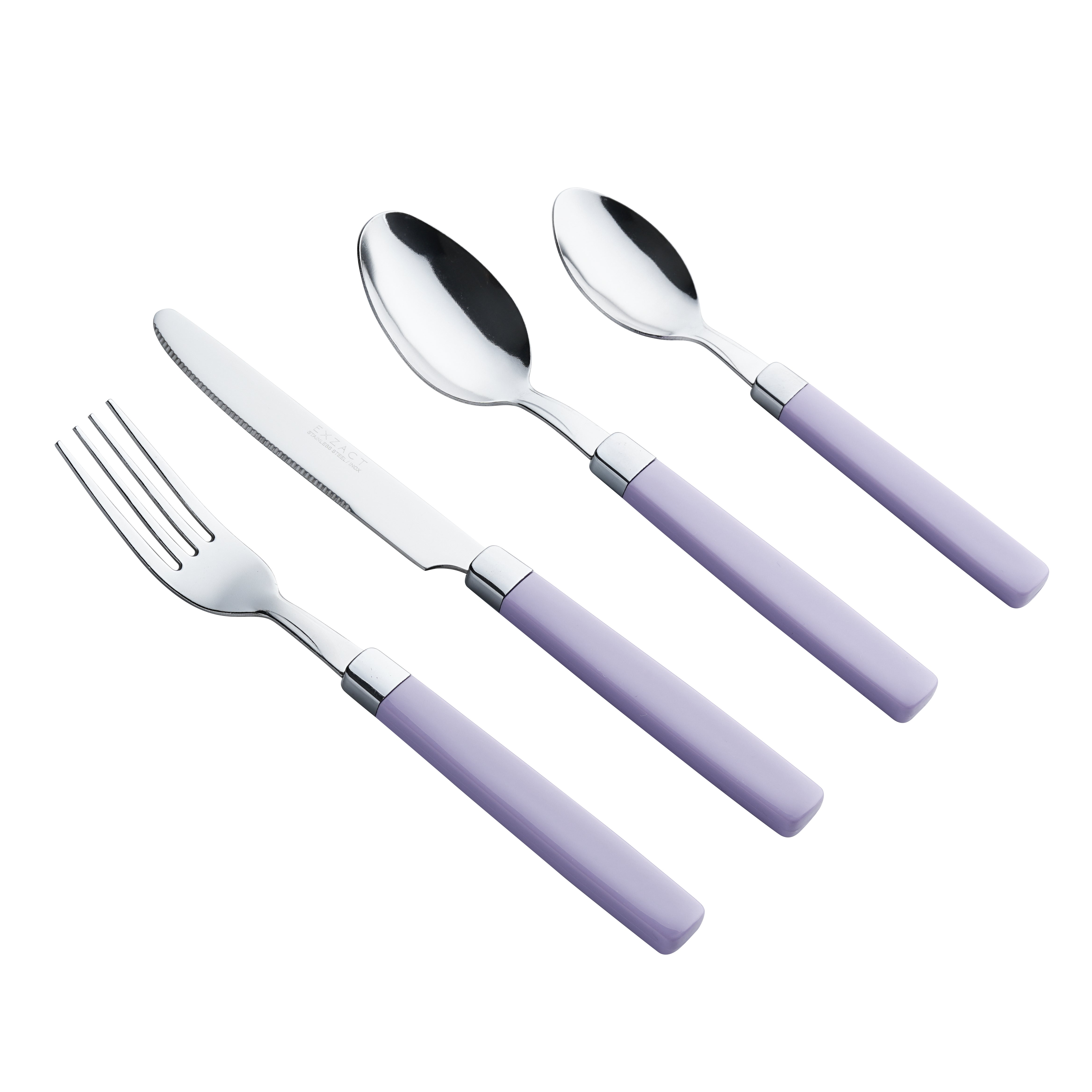 EXZACT Cutlery Set 16pcs Stainless Steel - Coloured Handles