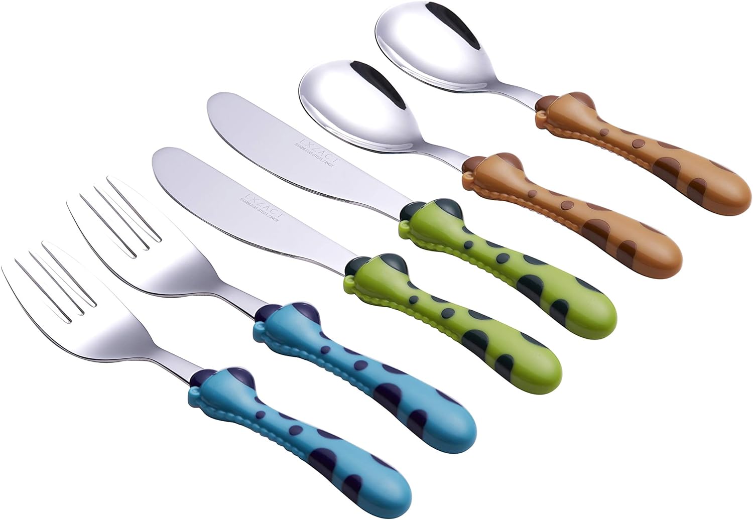Exzact Children's Cutlery 6pcs Toddler Cutlery/Kids Flatware - Stainless Steel (Giraffe x 6)