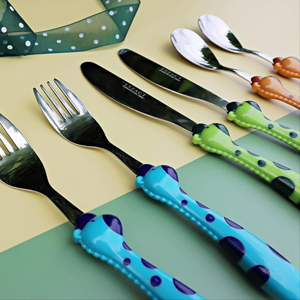 Exzact Children's Cutlery 6pcs Toddler Cutlery/Kids Flatware - Stainless Steel (Giraffe x 6)